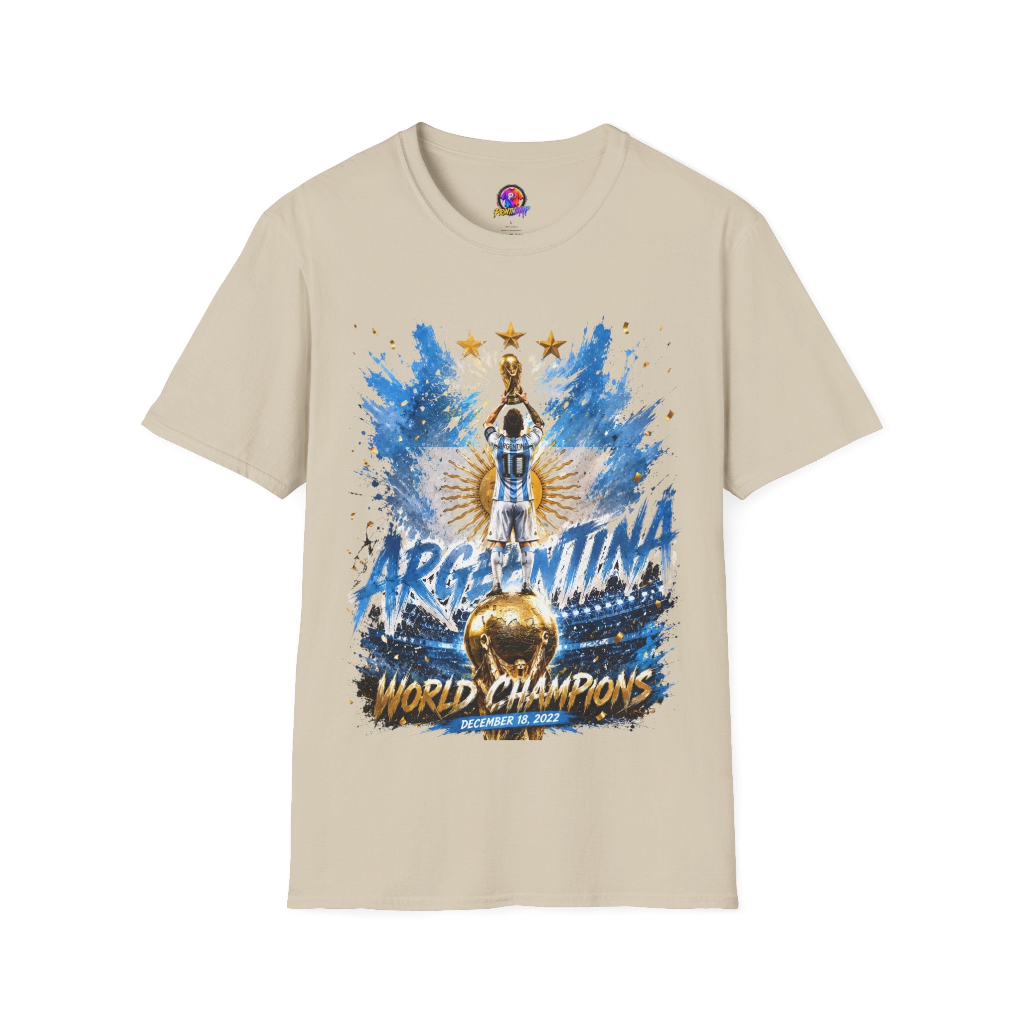 Argentina World Champions T‑Shirt — Soccer World Cup 3 Stars Tribute