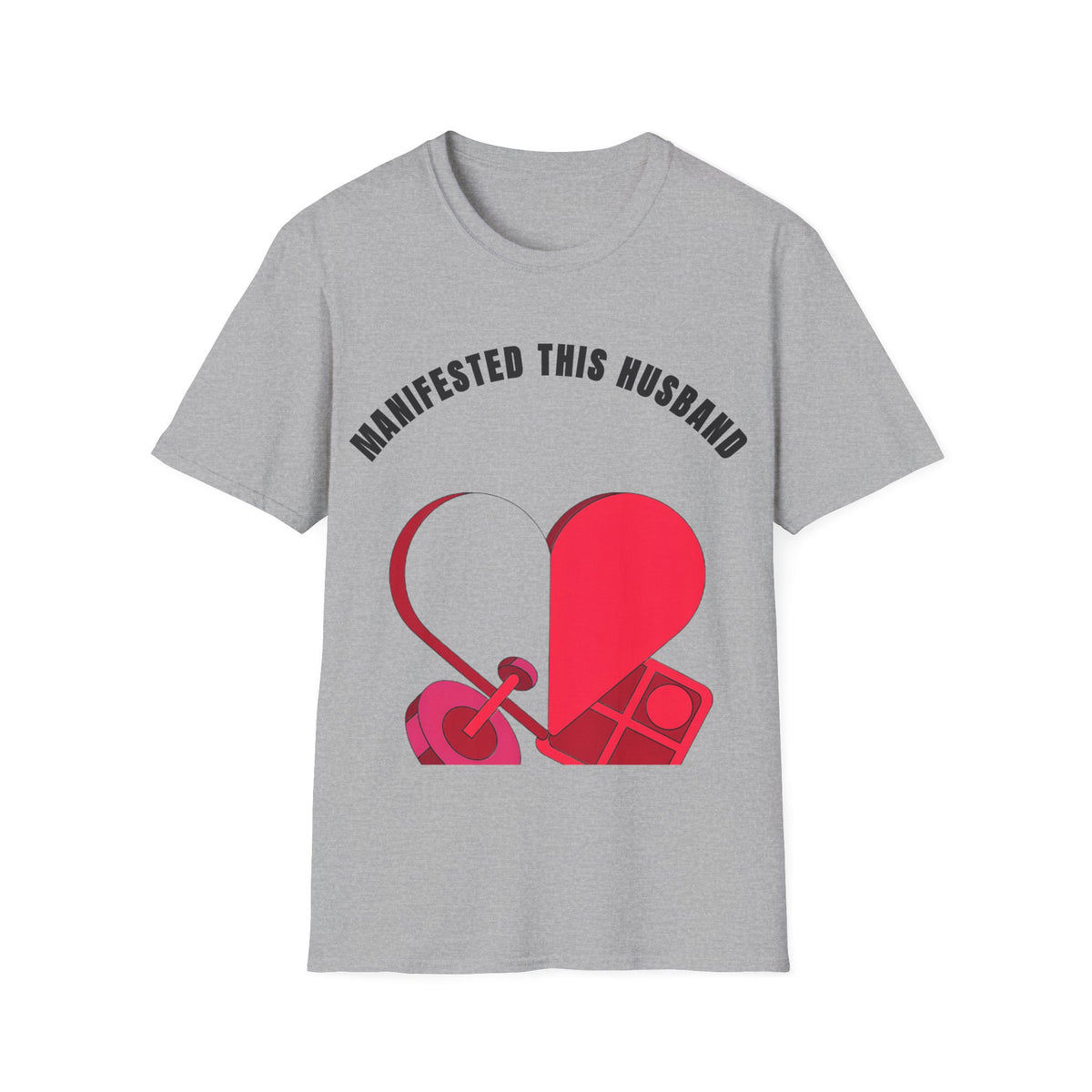 T-Shirt — "Manifested This Husband" Heart Graphic - Trending Now - September 2026