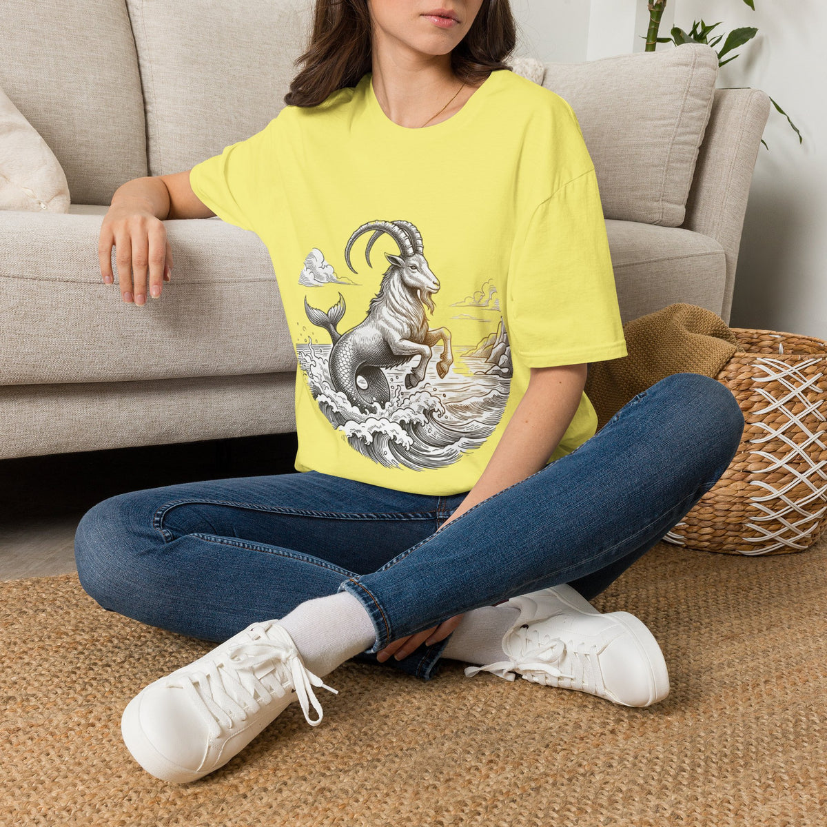Capricorn Goat-Mermaid T-Shirt — Mythical Sea Goat Zodiac Tee