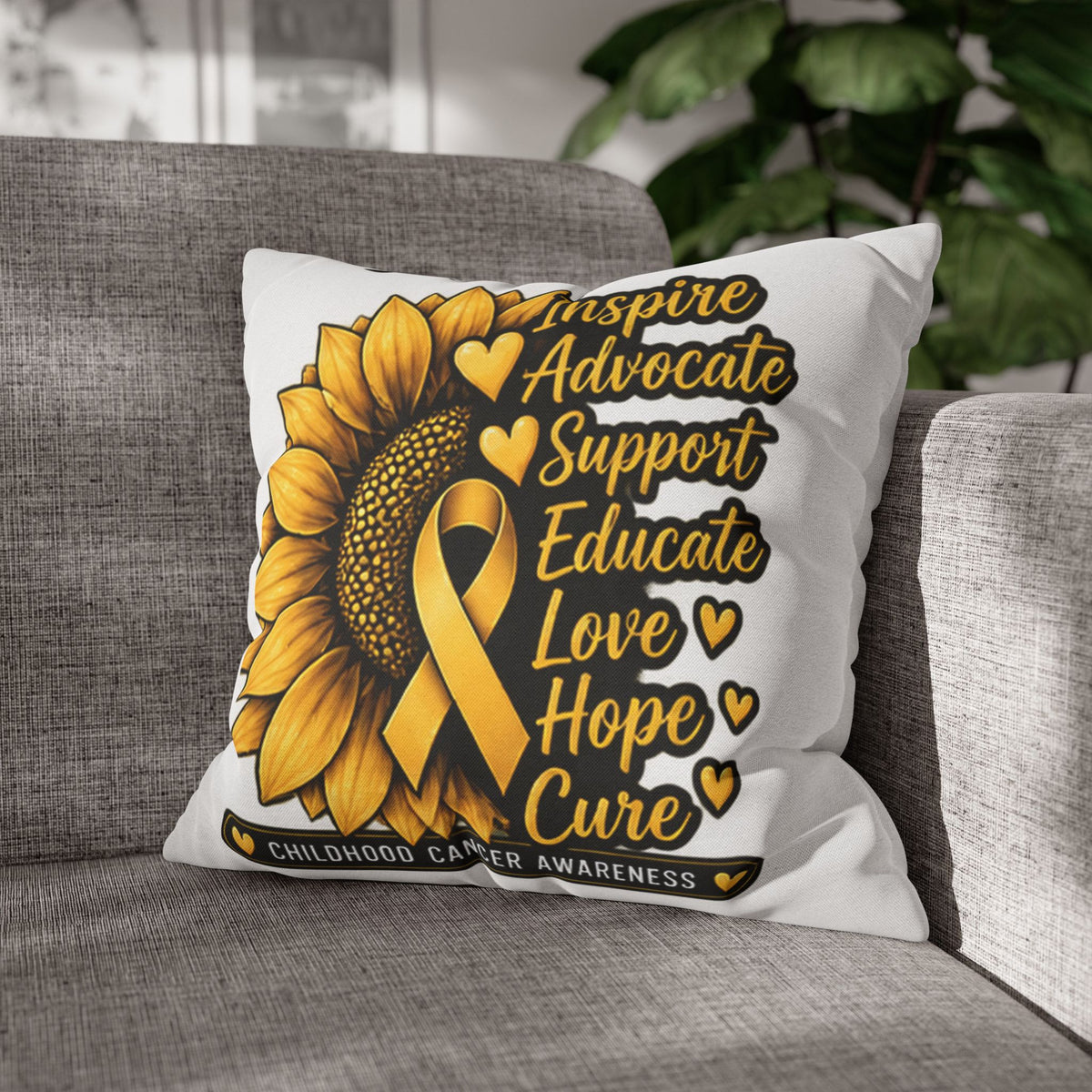 Childhood Cancer Awareness Sunflower Support Pillowcase