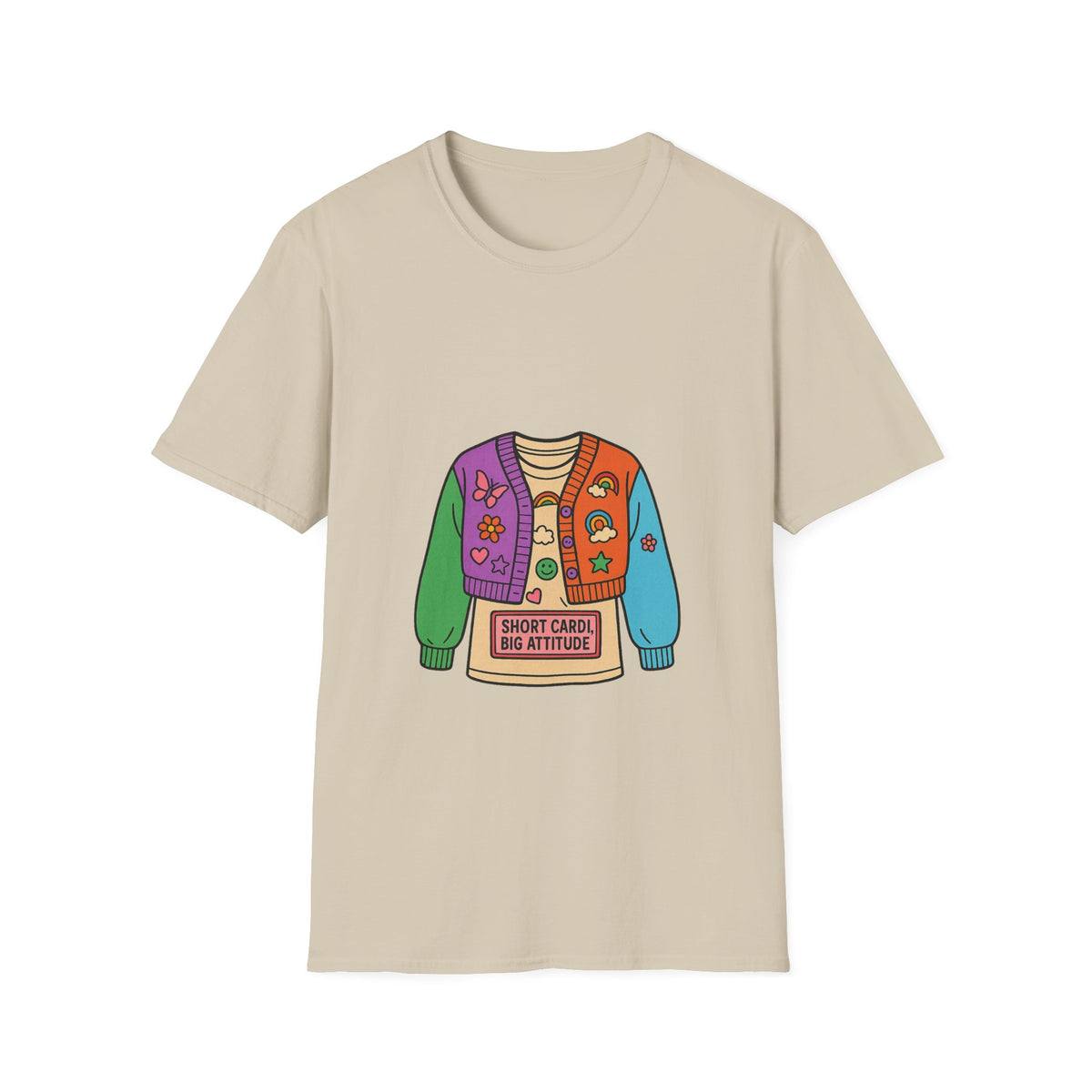 Colorful Patchwork Sweater Illustration T-Shirt - Trending Now - October 2026