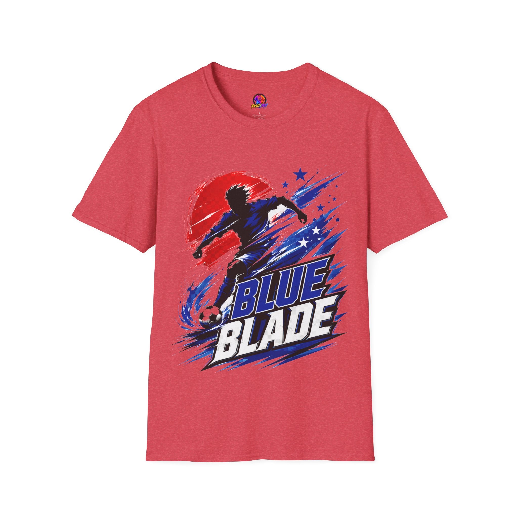 Japan T-Shirt — Blue Blade Soccer Graphic Tee (Red & Blue Starburst)