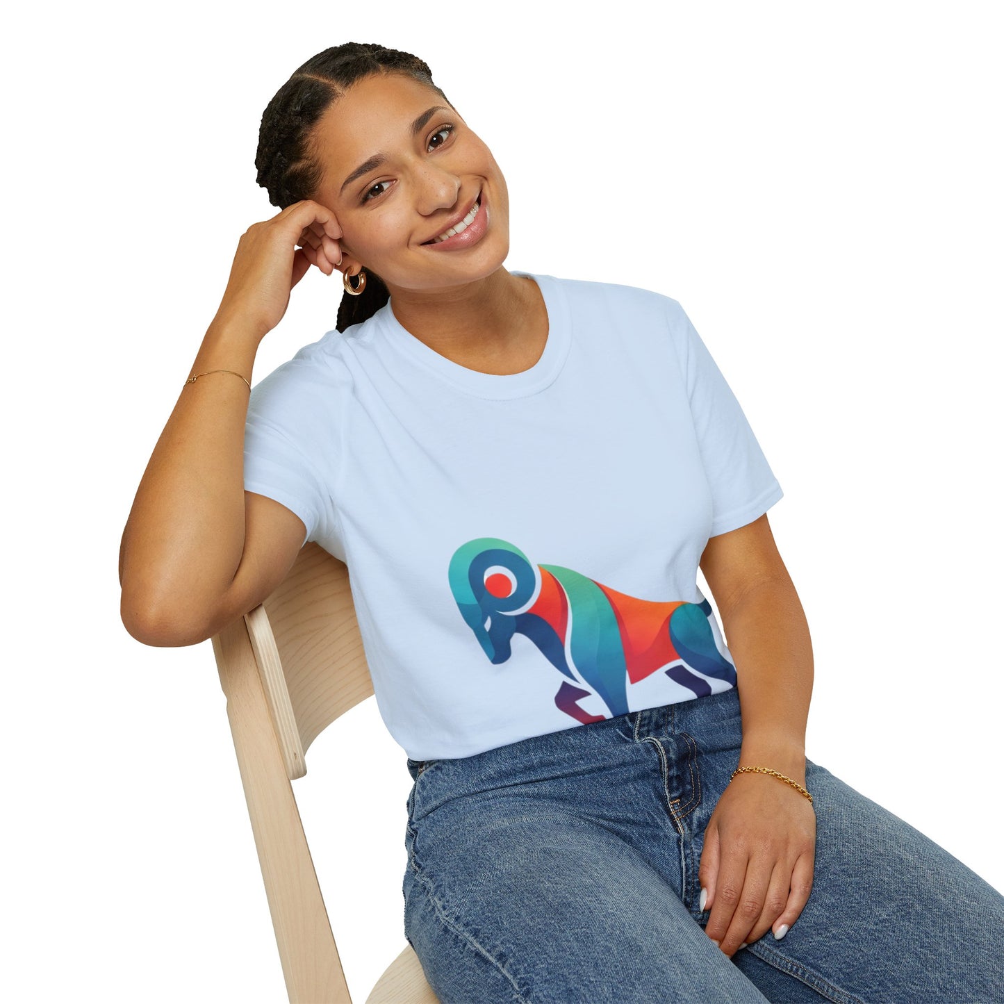 Ram Graphic T-Shirt — Colorful Geometric Sheep/Goat Art