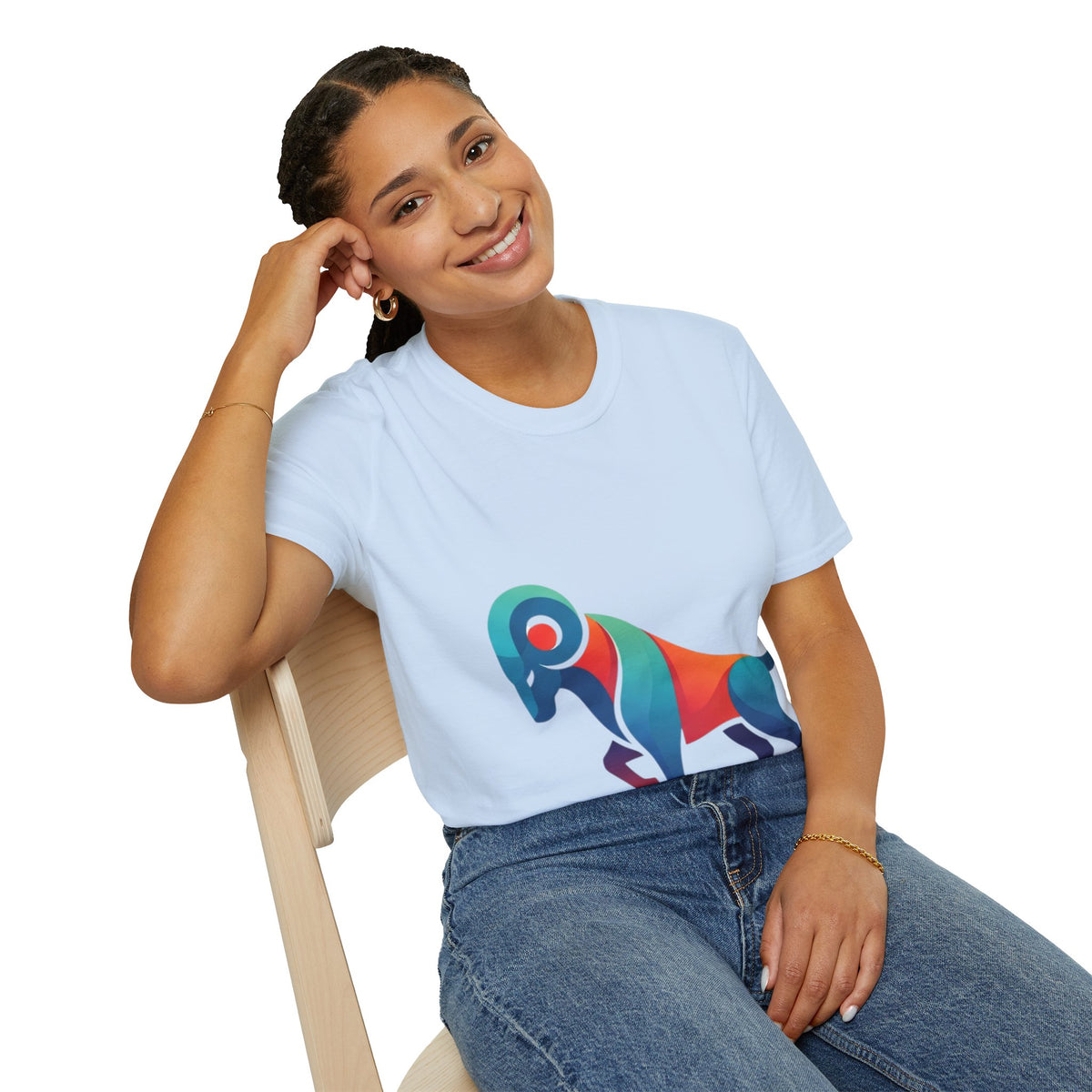 Ram Graphic T-Shirt — Colorful Geometric Sheep/Goat Art