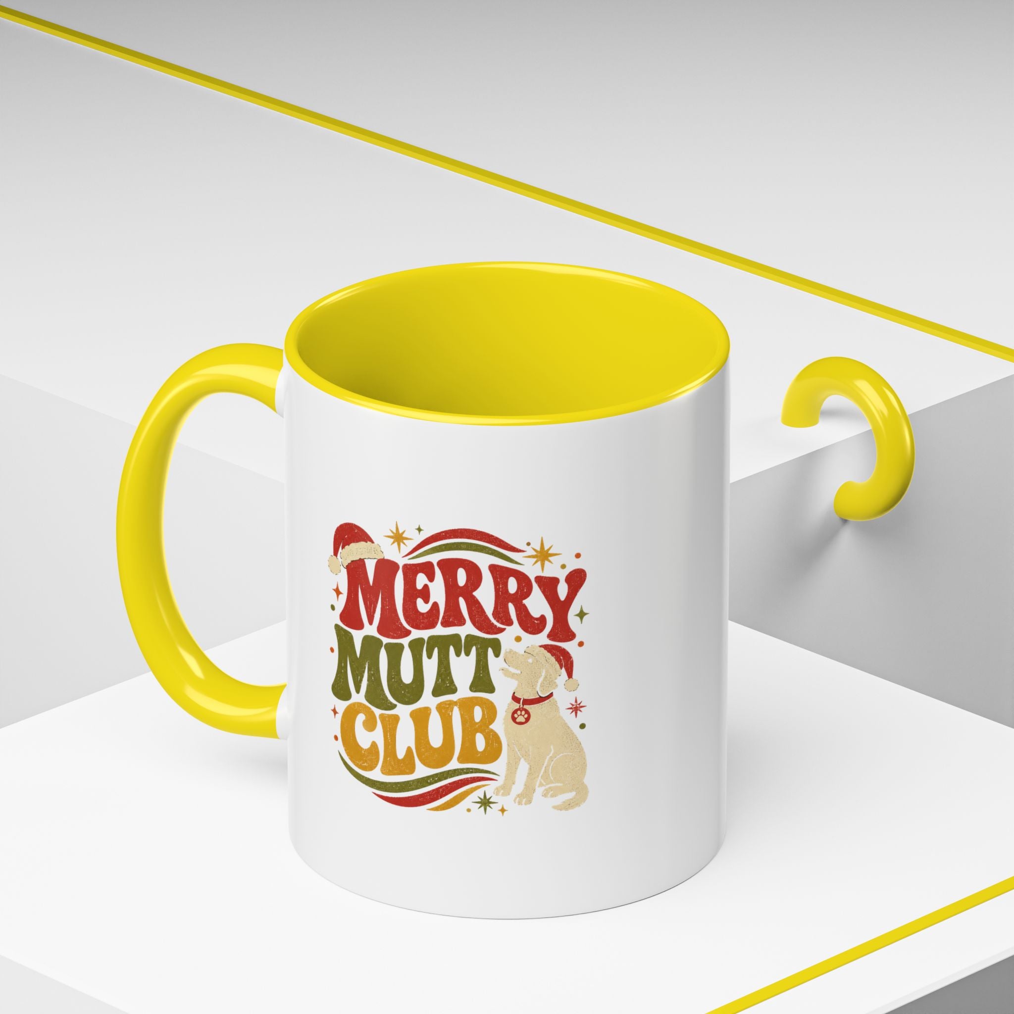 Modern Day Christmas Merry Mutt Club Accent Coffee Mug — Festive Dog Lover Holiday Gift