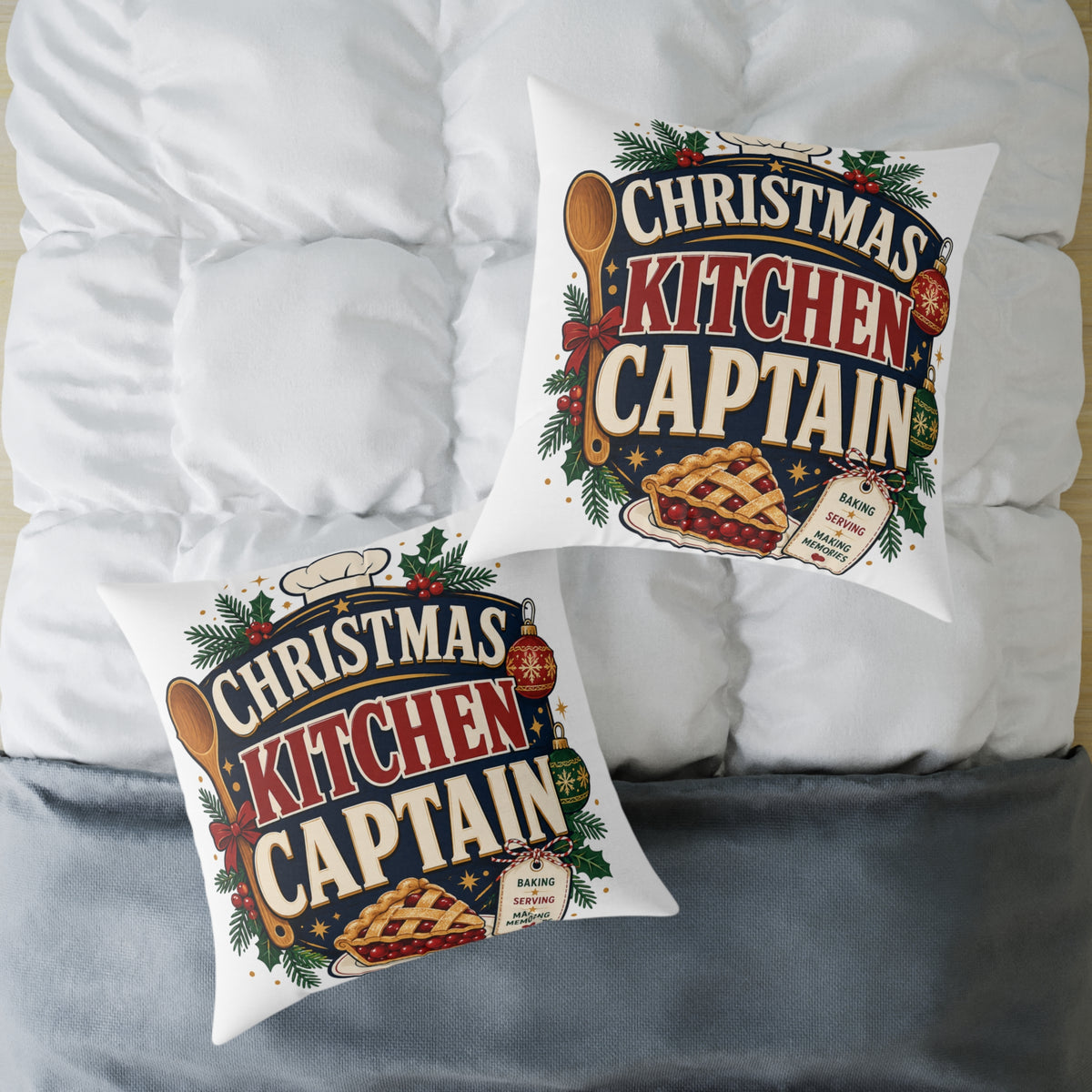 Christmas Kitchen Captain Modern Day Christmas Square Poly Canvas Pillow