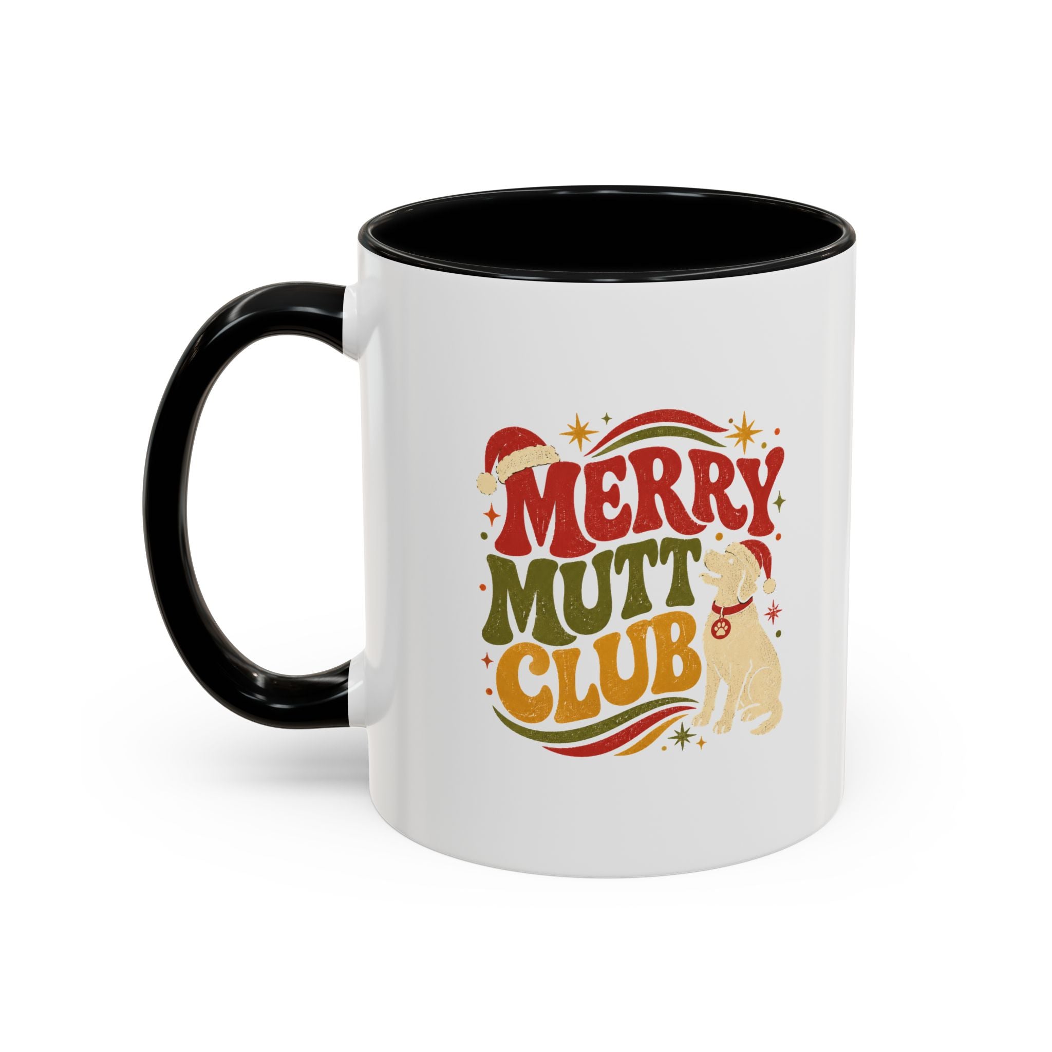 Modern Day Christmas Merry Mutt Club Accent Coffee Mug — Festive Dog Lover Holiday Gift