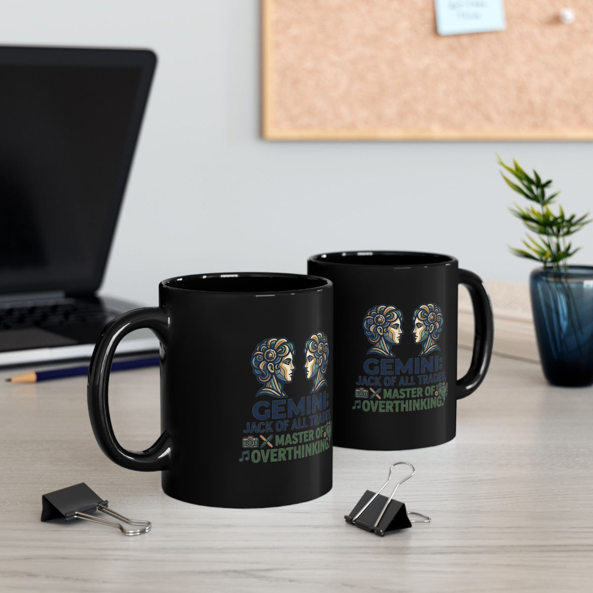 Gemini Zodiac Black Mug
