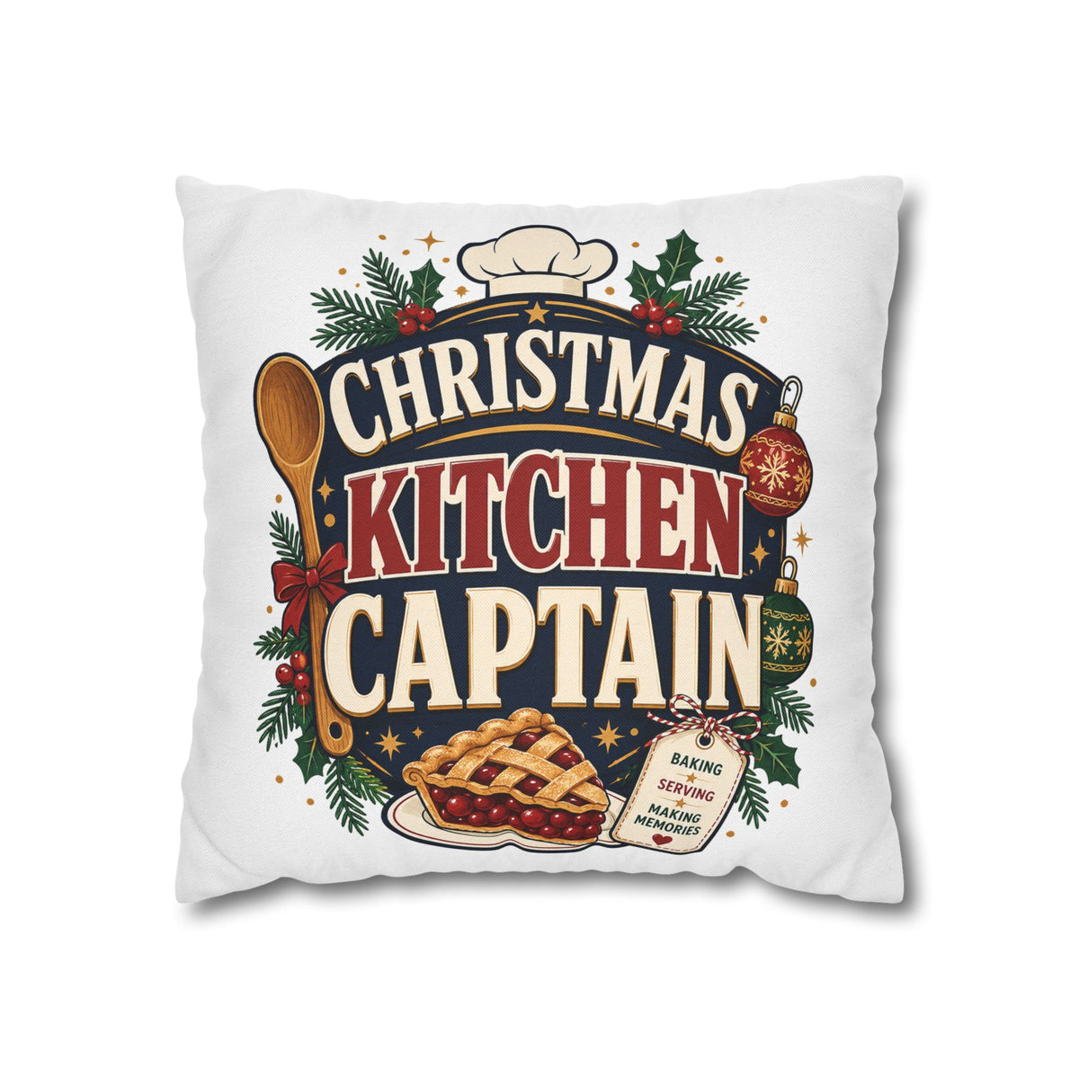 Christmas Kitchen Captain Pillowcase Modern Day Christmas  — Holiday Baking Decorative Throw Pillowcase