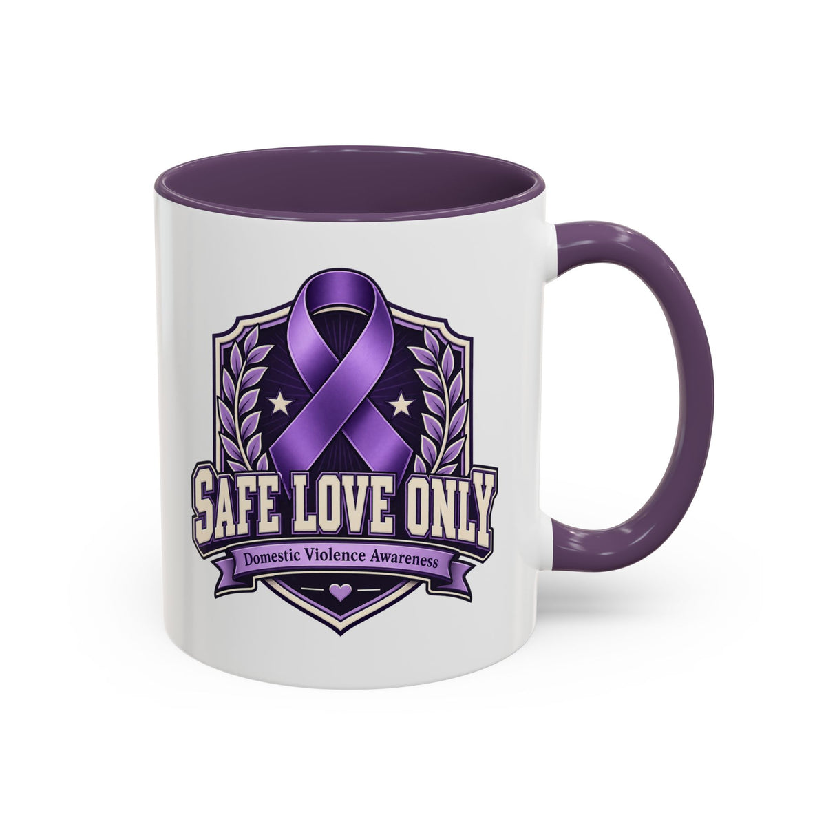Coffee Mug — "Safe Love Only" Domestic Violence Awareness (Purple Ribbon)