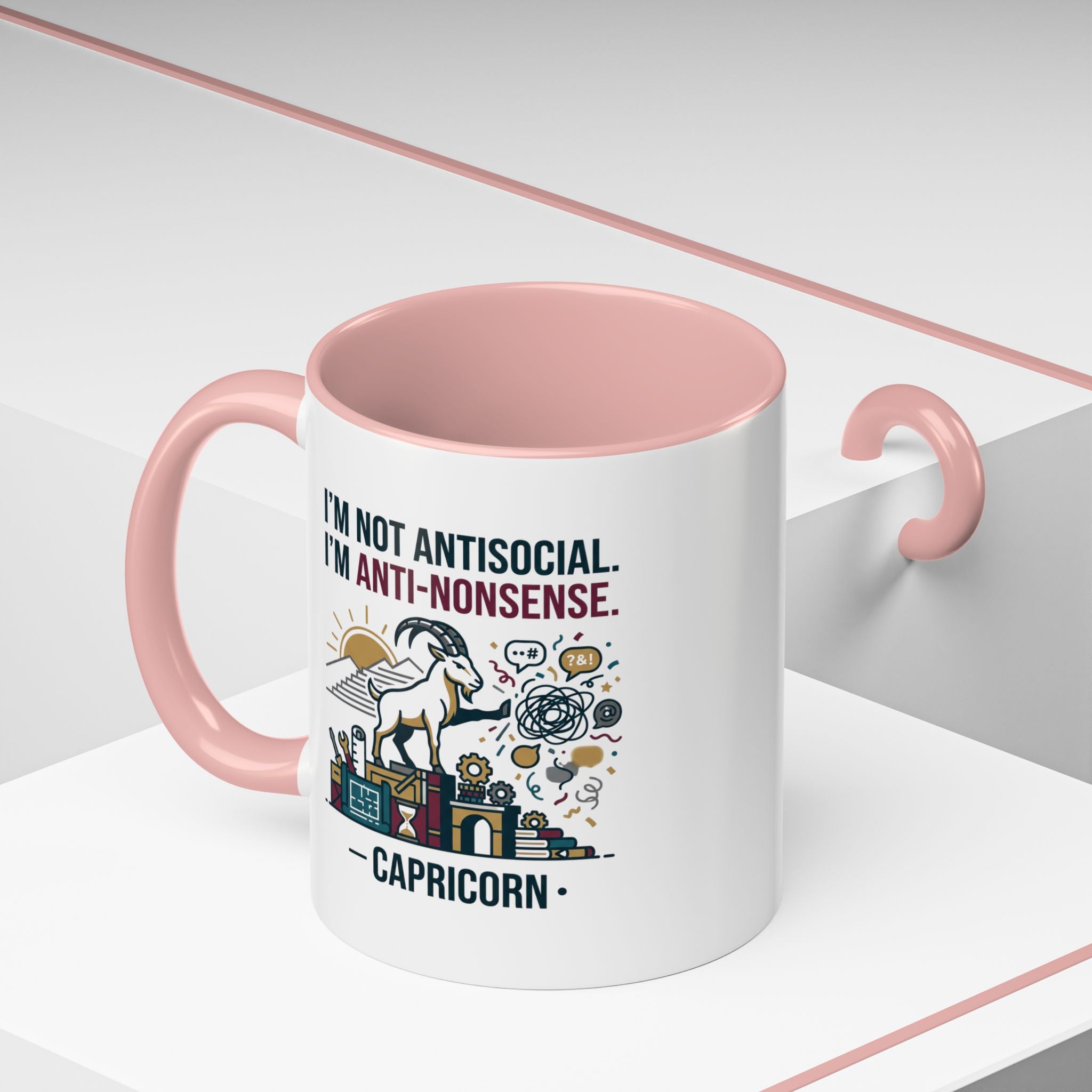 Capricorn Coffee Mug — "I'm Not Antisocial, I'm Anti-Nonsense" Accent Mug
