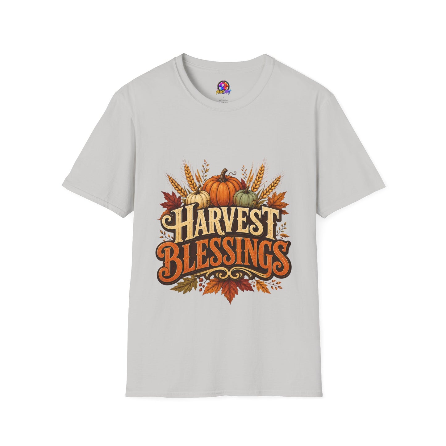 Harvest Blessings T-Shirt — Fall Pumpkin & Wheat Autumn Tee