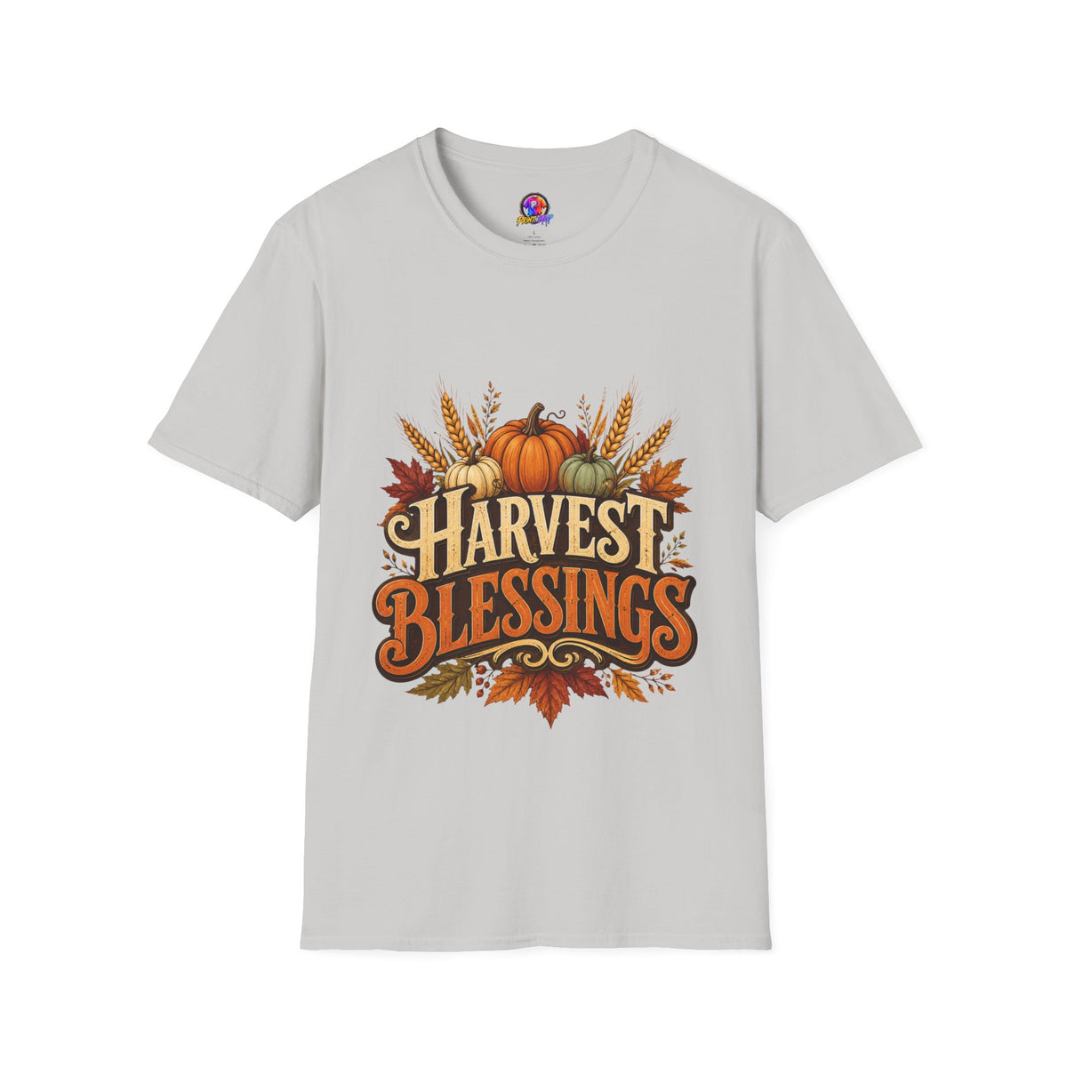 Thanksgiving T-Shirt Harvest Blessings T-Shirt — Fall Pumpkin & Wheat Autumn Tee