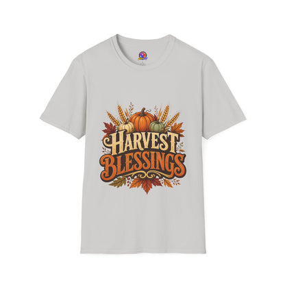 Harvest Blessings T-Shirt — Fall Pumpkin & Wheat Autumn Tee