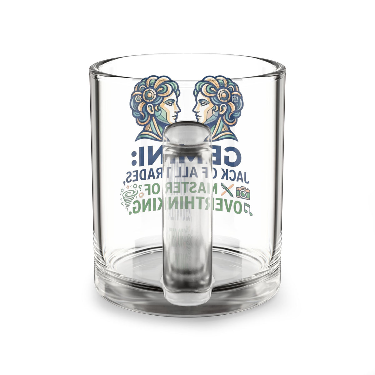Gemini Glass Mug — "Jack of All Trades, Master of Overthinking" 10oz Astrology Coffee Cup