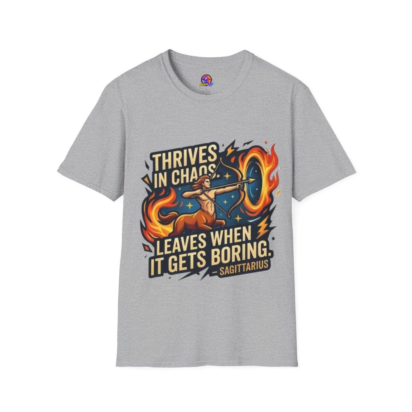 Sagittarius Archer T‑Shirt — "Thrives in Chaos" Zodiac Fire Sign Tee