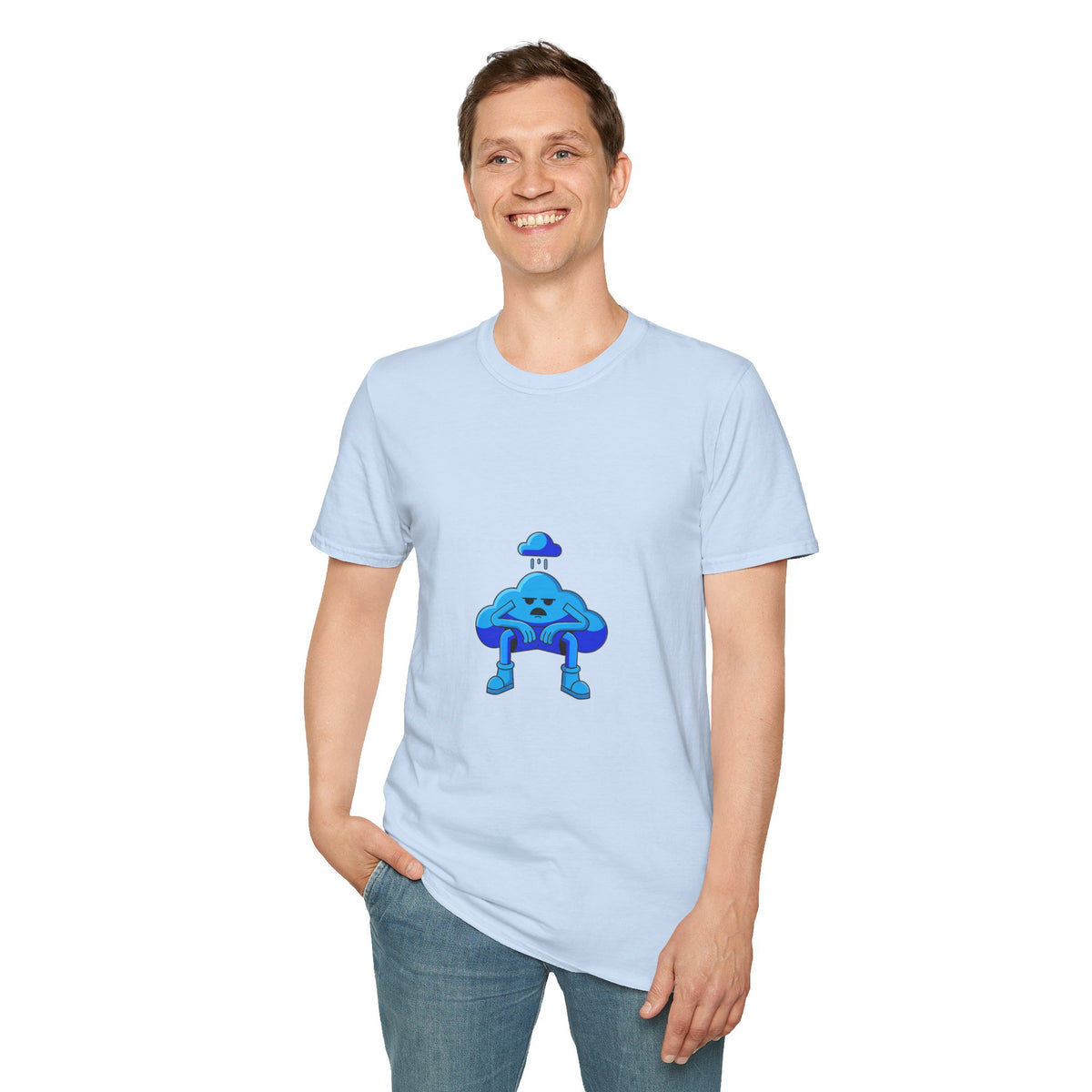 Sad Cloud Graphic T-Shirt — Cute Blue Cloud Illustration Tee - Trending Now - September 2026