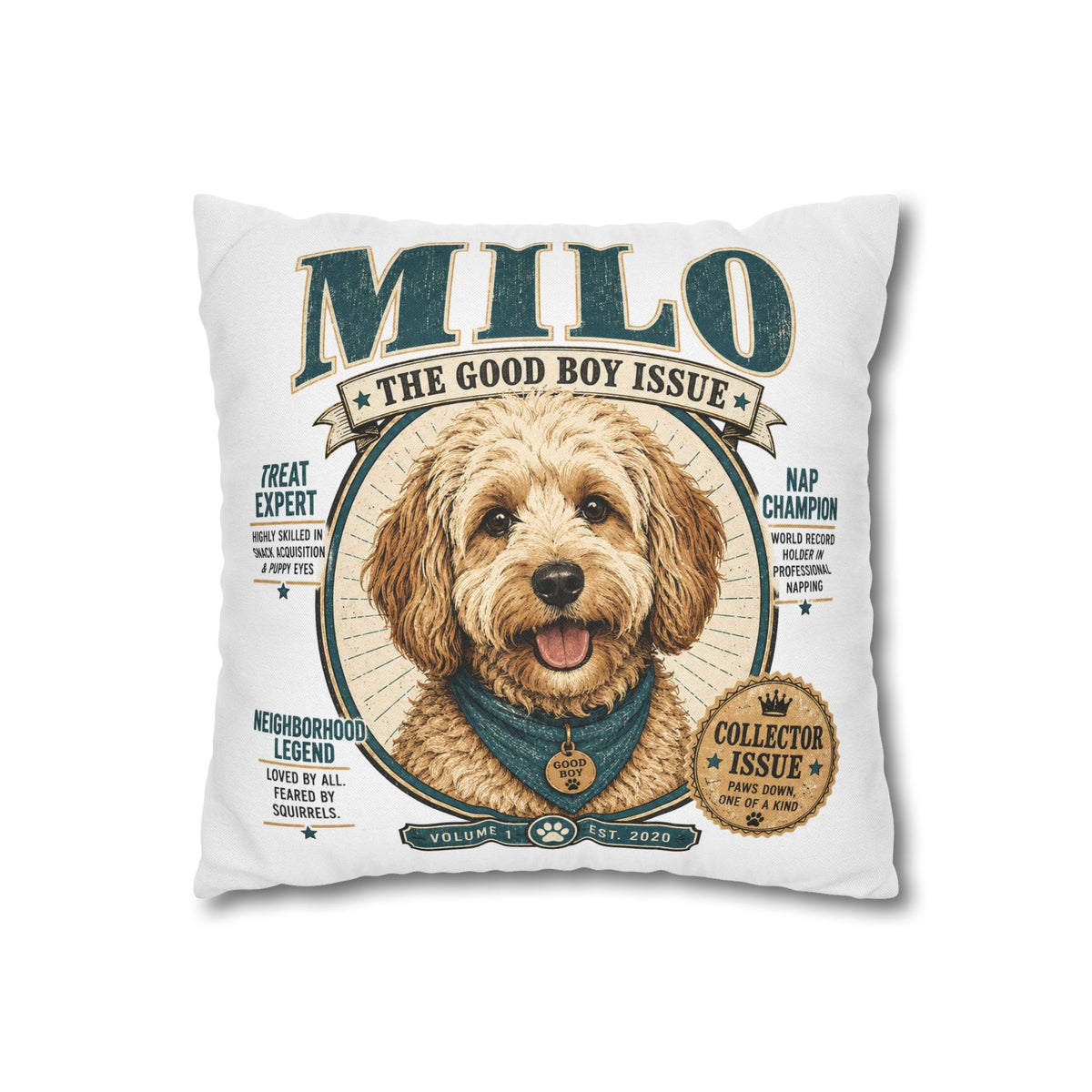 Milo "The Good Boy Issue" Decorative Pillowcase Milo Bailey Dog Dad Mom