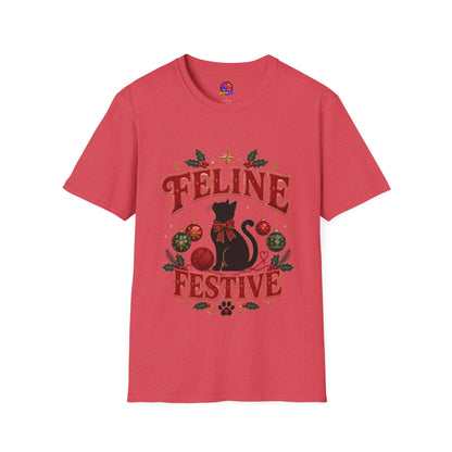 Feline Festive T-Shirt — Cute Black Cat Christmas Holiday Tee