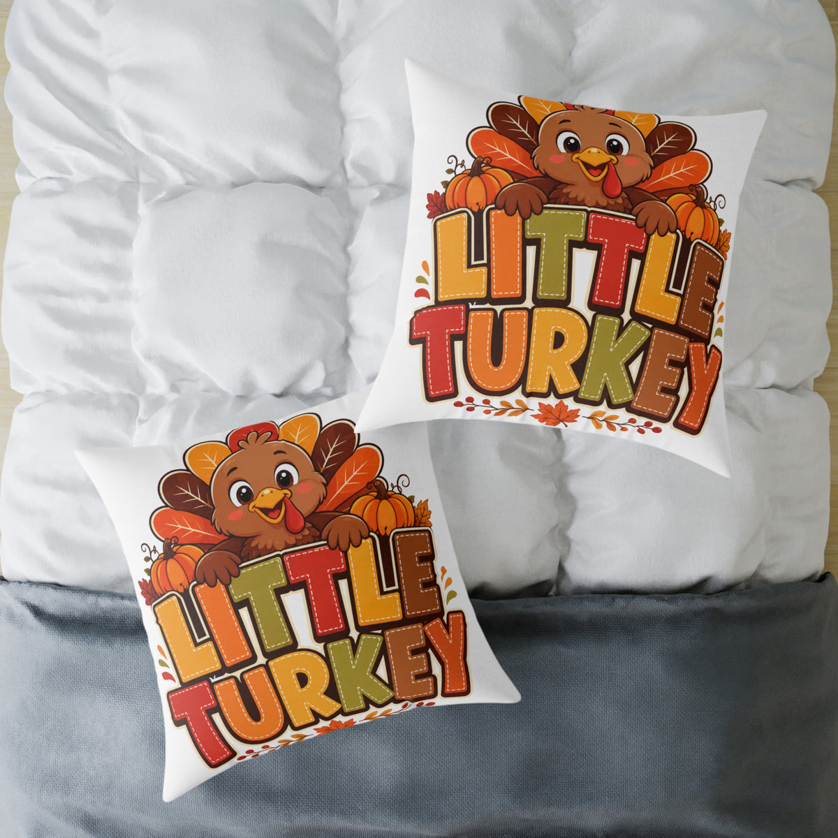 Little Turkey Thanksgiving Pillow — Cute Kids Holiday Throw Pillow