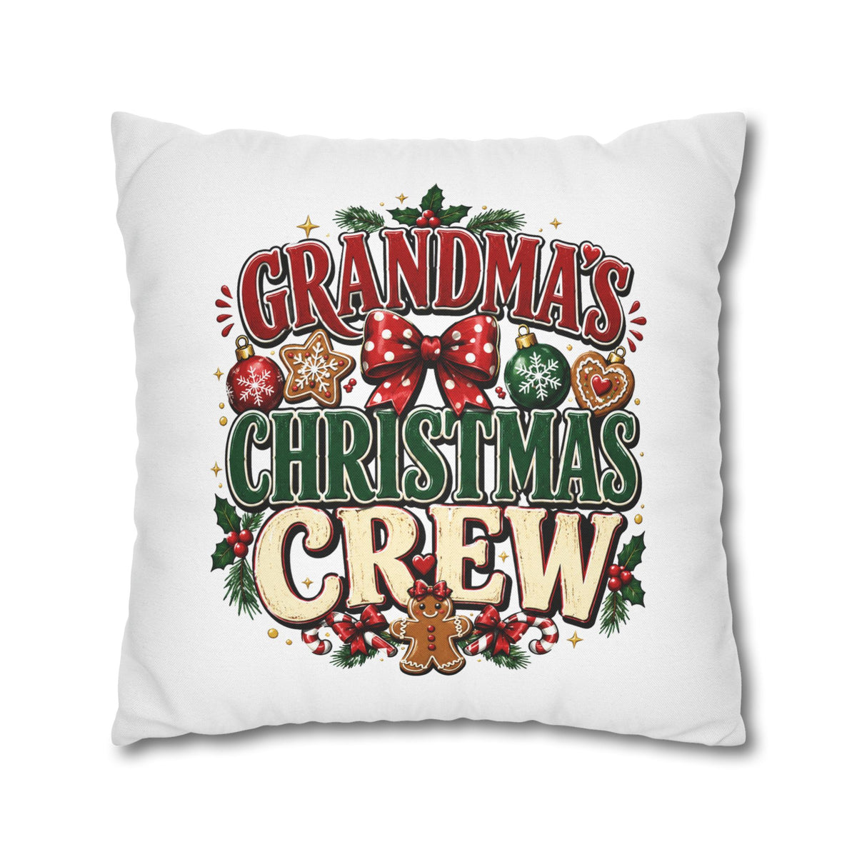 Grandma's Christmas Crew Holiday Pillowcase — Festive Family Decor