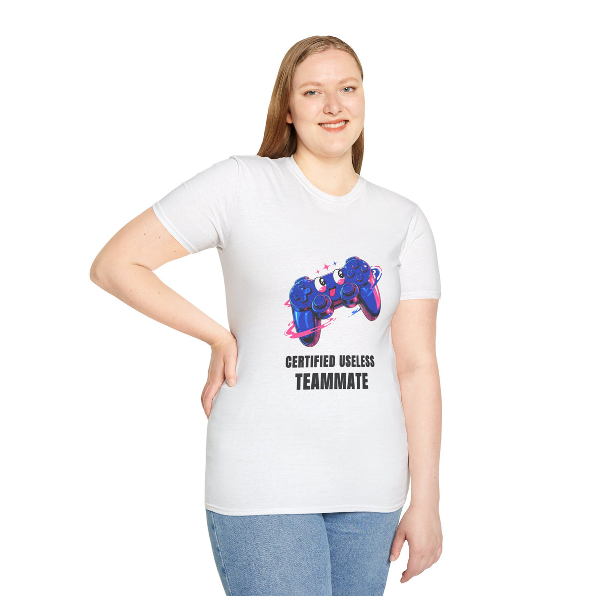 Certified Useless Teammate Gamer T-Shirt — Retro Neon Gamepad Tee - Trending Now - August 2026