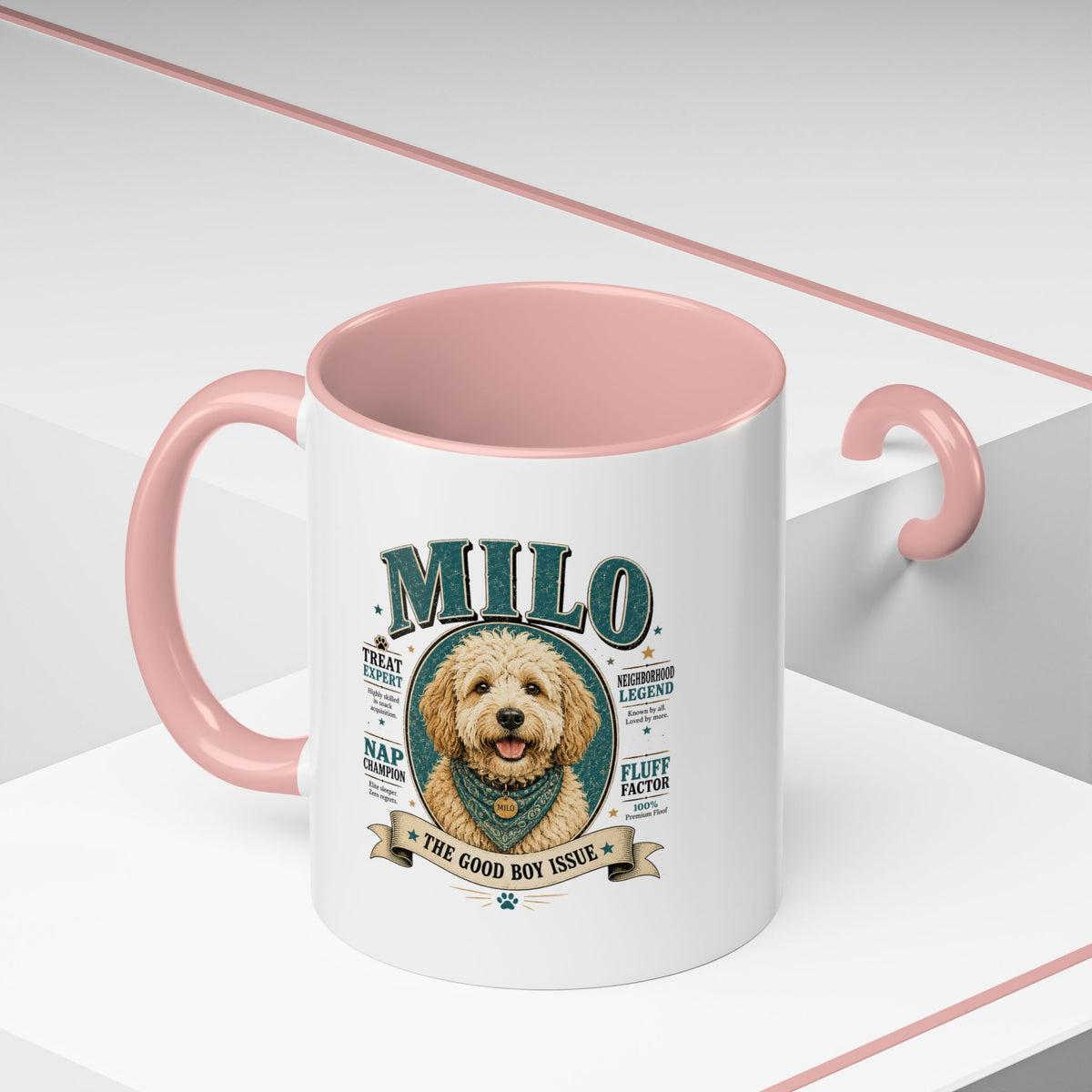 Milo Bailey Dog Dad Mom Milo Personalized Dog Coffee Mug — 'The Good Boy Issue' Accent
