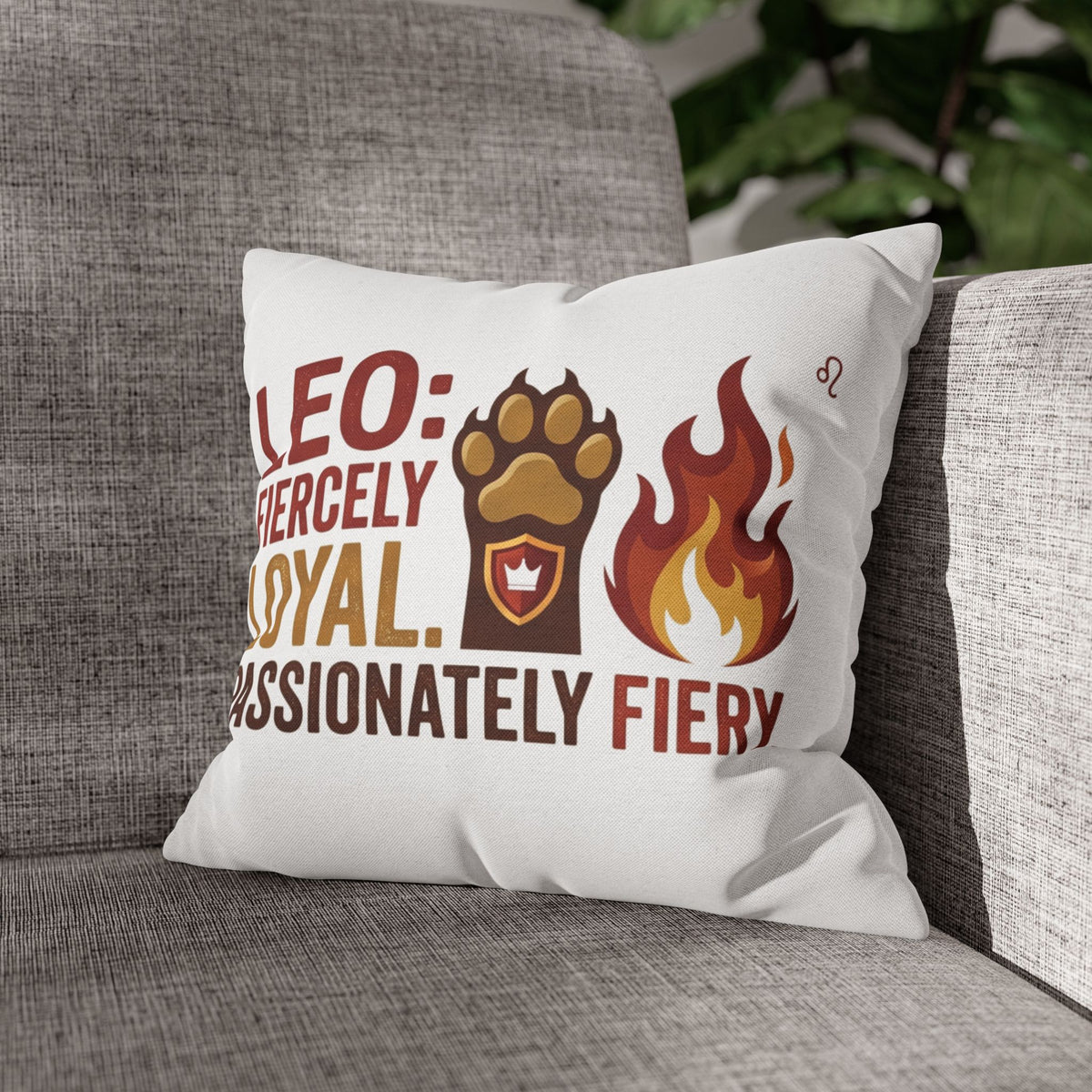 Leo Zodiac Fiercely Loyal Spun Polyester Square Pillowcase
