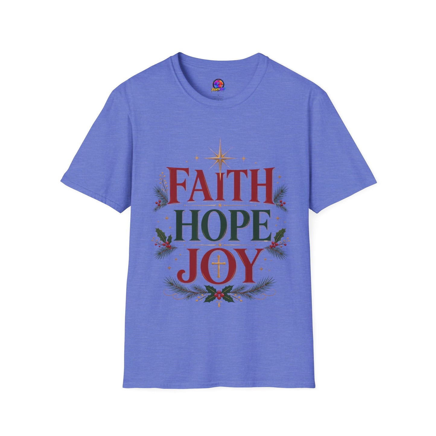 Faith Hope Joy Christmas T-Shirt — Holiday Nativity Inspirational Tee