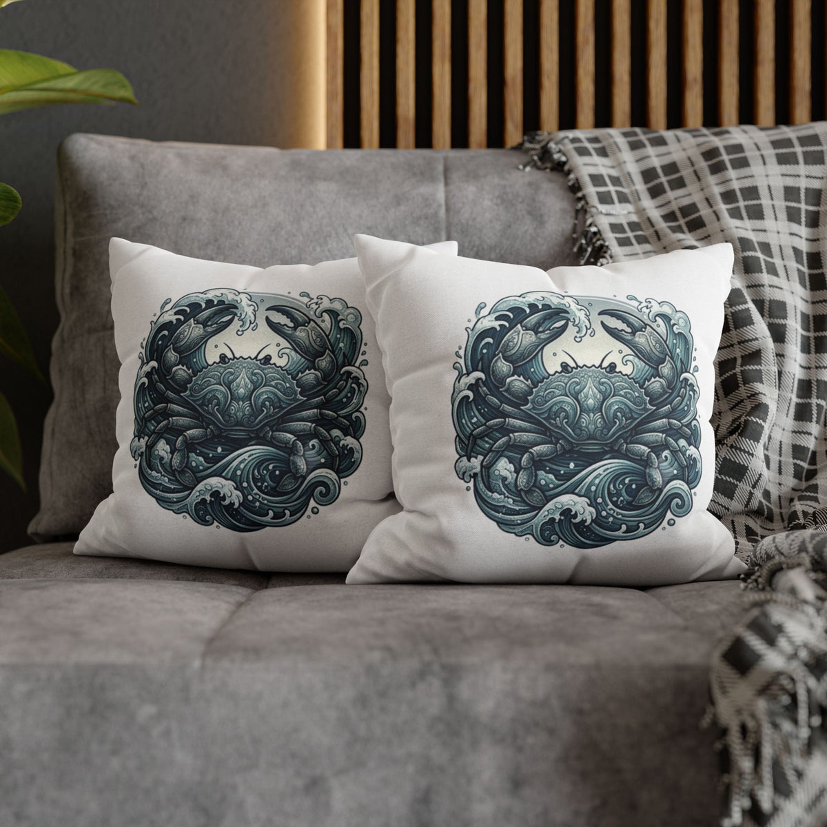 Cancer Zodiac Ocean Crab Decorative Pillowcase — Nautical Coastal Accent