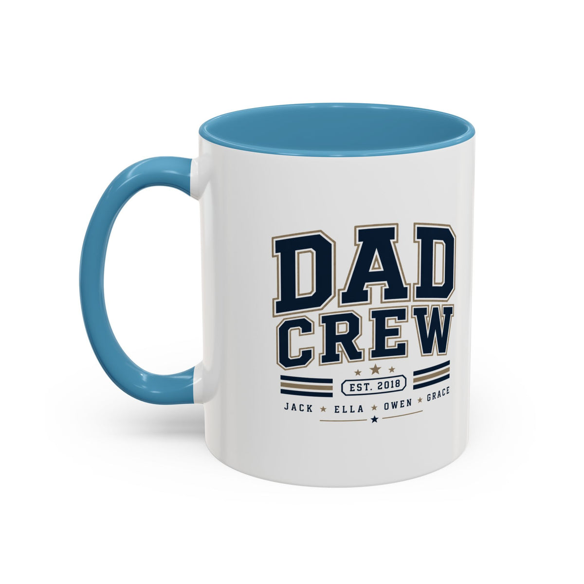 Milo Bailey Dog Dad Mom Dad Crew Accent Coffee Mug — Personalized Family Names, Established Date Coffee Cup