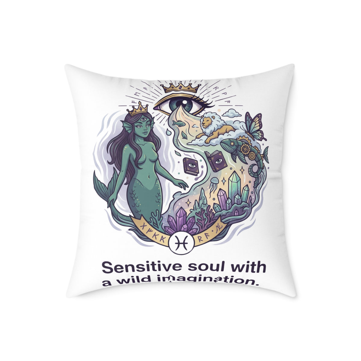 Pisces Zodiac Sensitive Soul With A Wild Imagination Square Poly Canvas Pillow