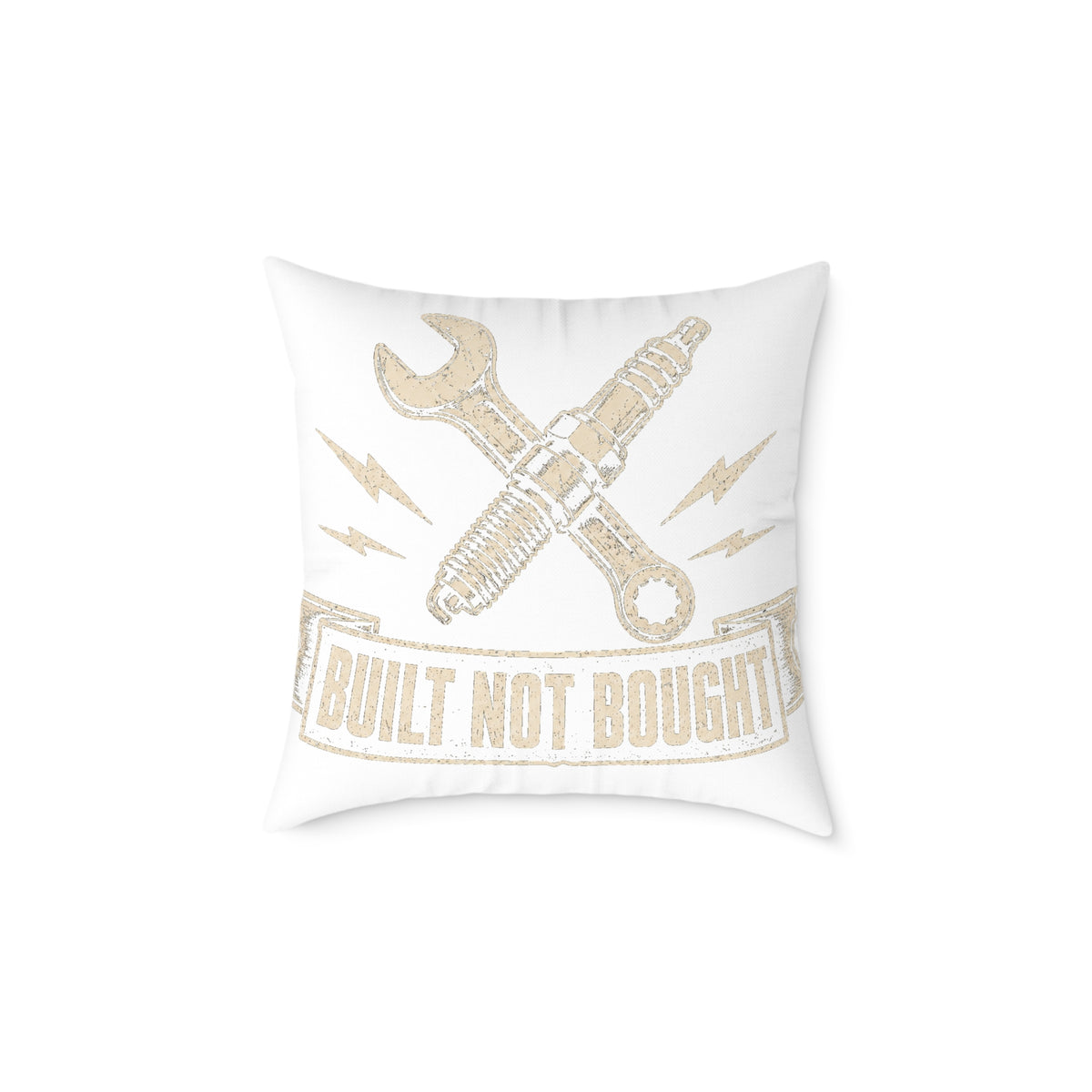 Built Not Bought Pillow - Mechanic Tool Wrench Spark Plug Milo Bailey Dog Dad Mom Decorative Throw Pillow