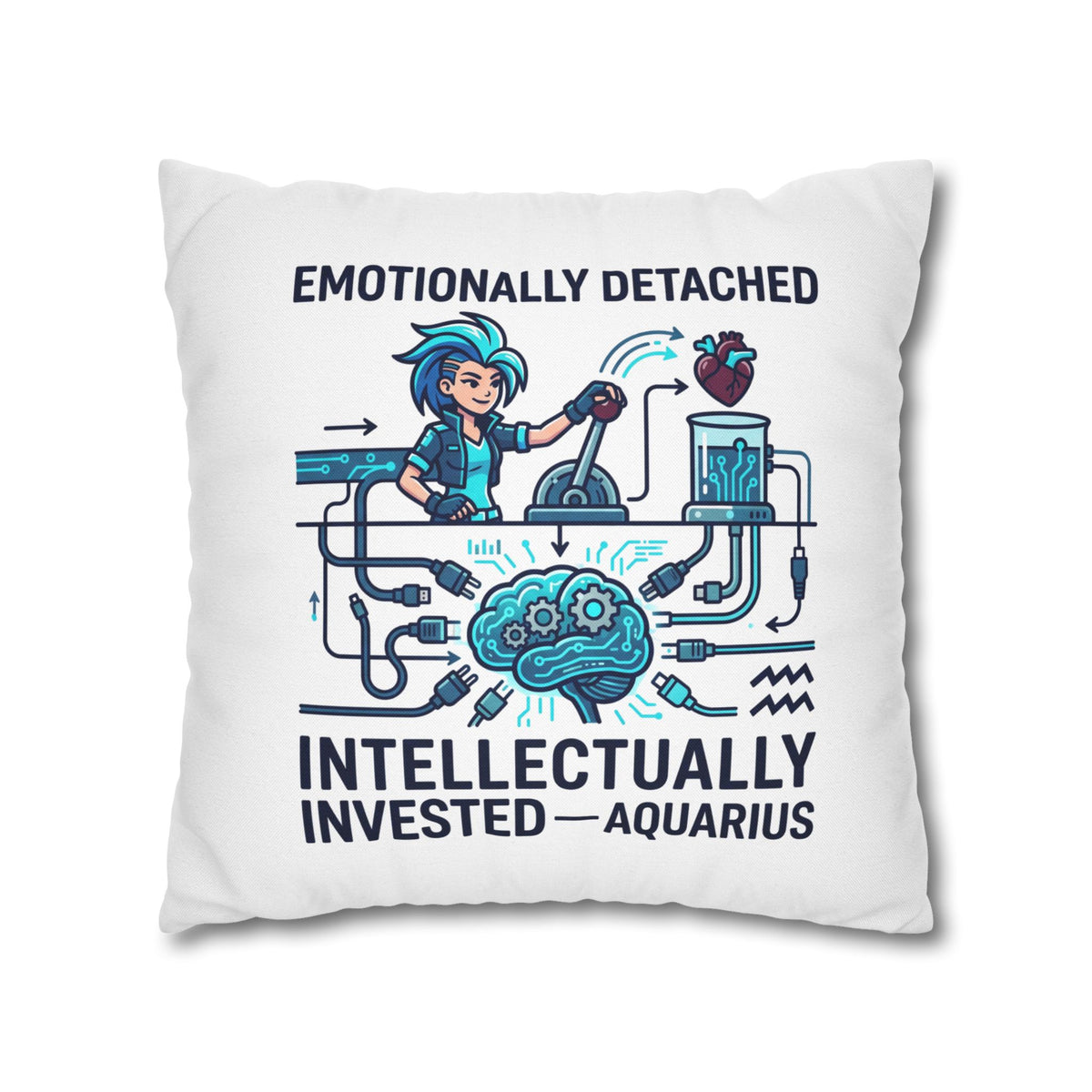 Aquarius Zodiac Spun Polyester Square Pillowcase