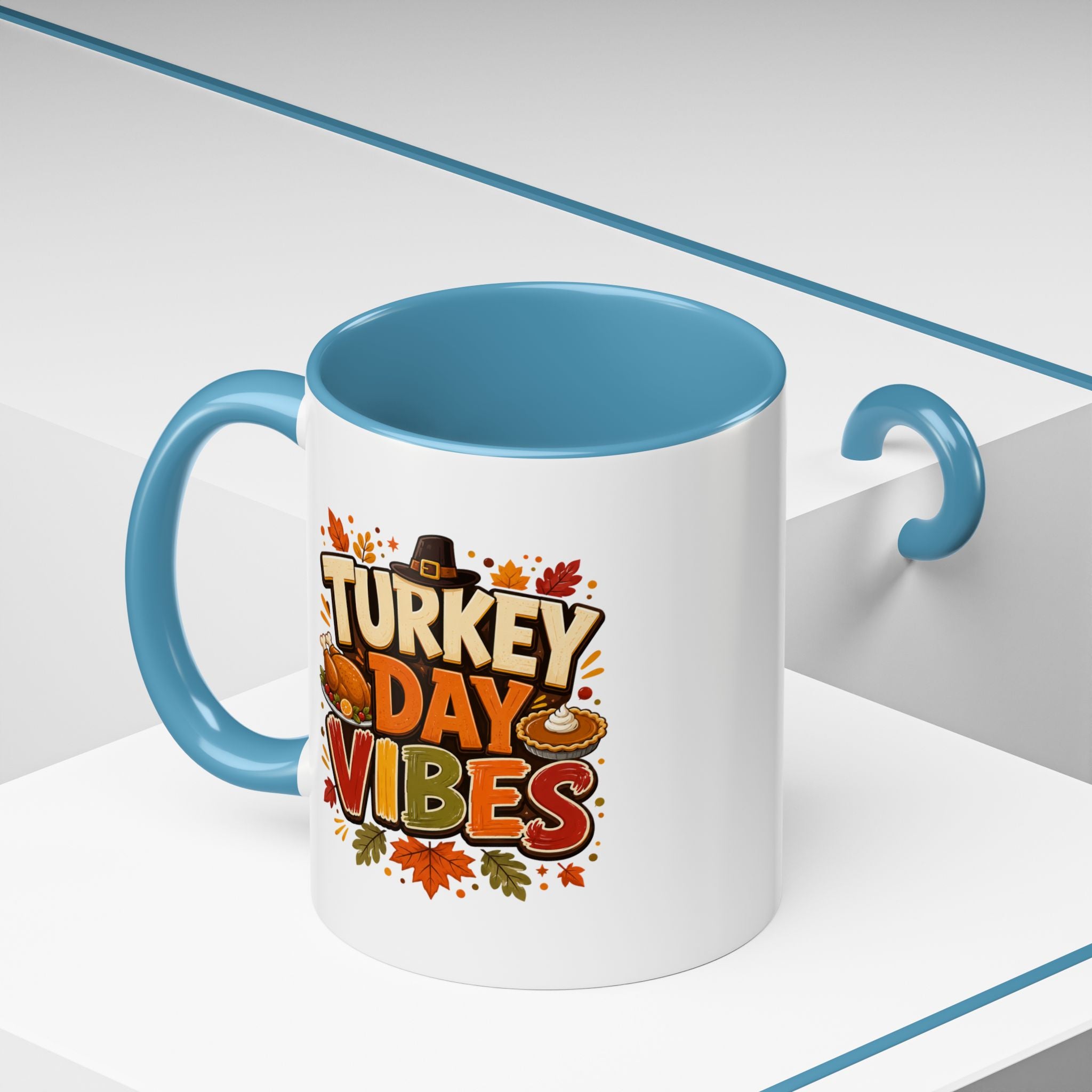 Thanksgiving Mug Turkey Day Vibes Accent Mug — Thanksgiving Coffee Cup