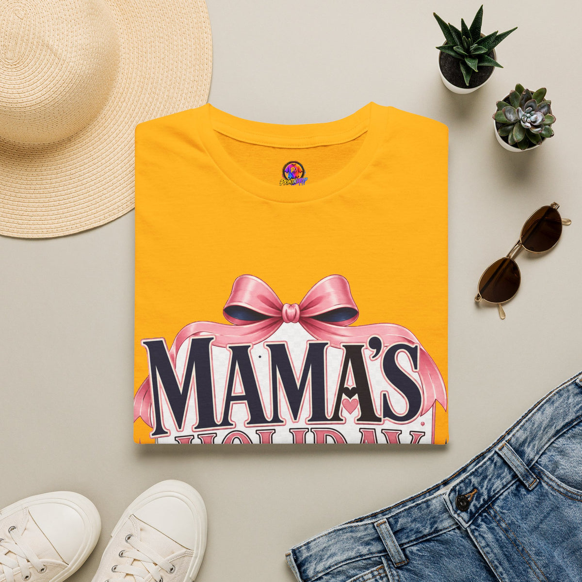 Mama's Holiday Era T-Shirt — Festive Pink Bow Christmas Tee for Moms