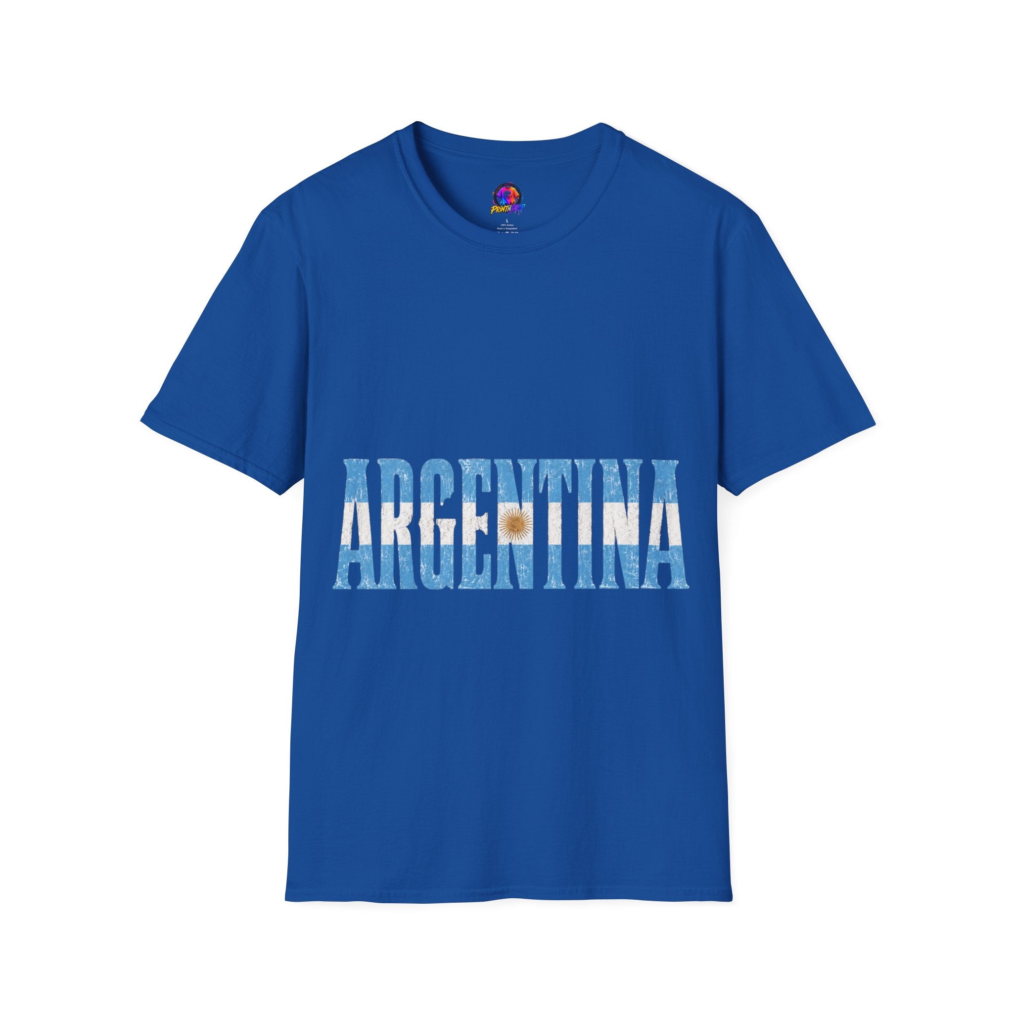 Argentina Flag Stripe T-Shirt — Vintage Blue 'ARGENTINA' Graphic Tee