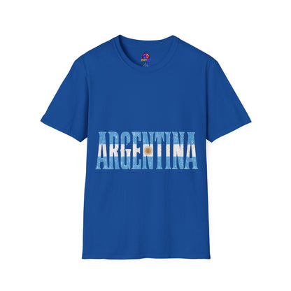 Argentina Flag Stripe T-Shirt — Vintage Blue 'ARGENTINA' Graphic Tee