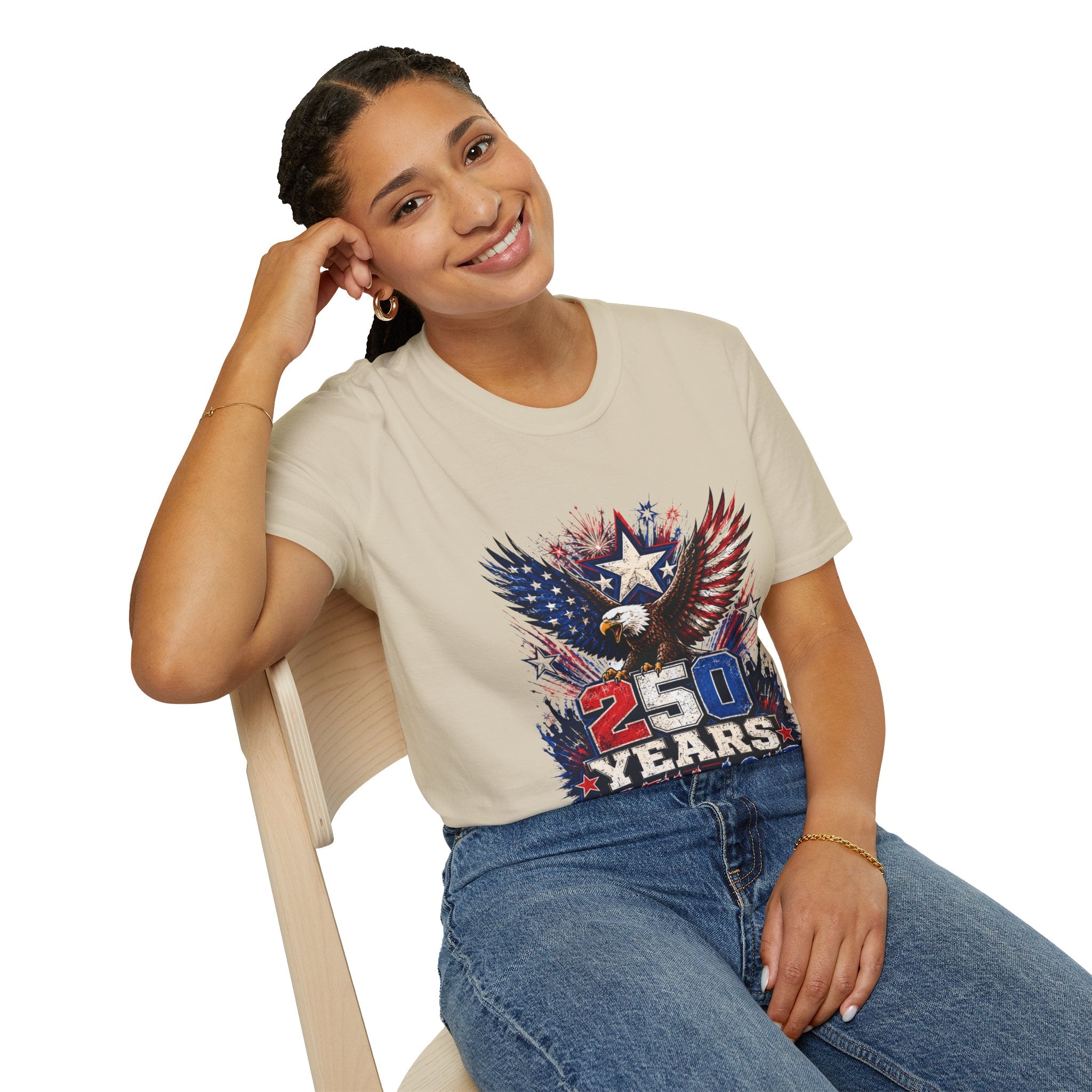 T-Shirt — Patriotic Eagle "250 Years Still Loud" American Flag Tee