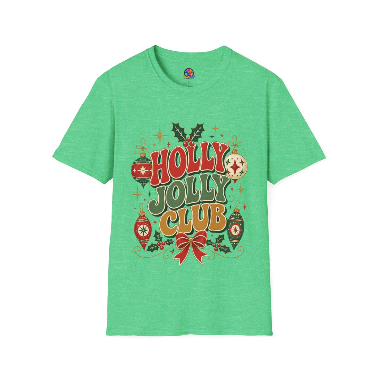 Holly Jolly Club Christmas T-Shirt — Retro Holiday Ornament Tee