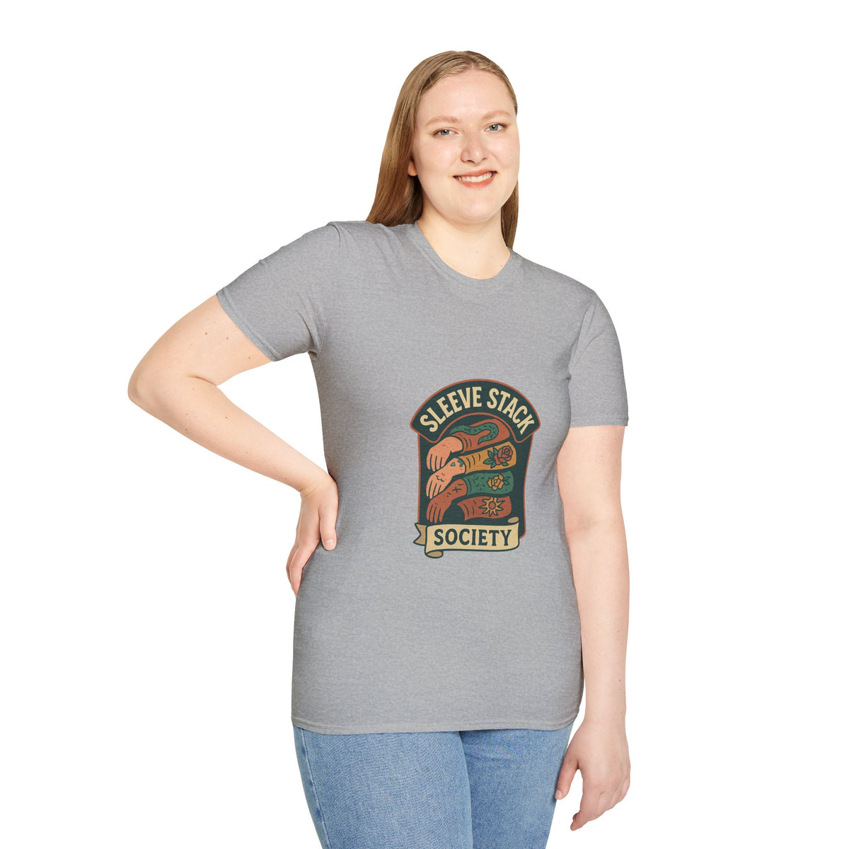 Sleeve Stack Society T-Shirt — Vintage Tattoo Sleeve Graphic Tee - Trending Now - October 2026