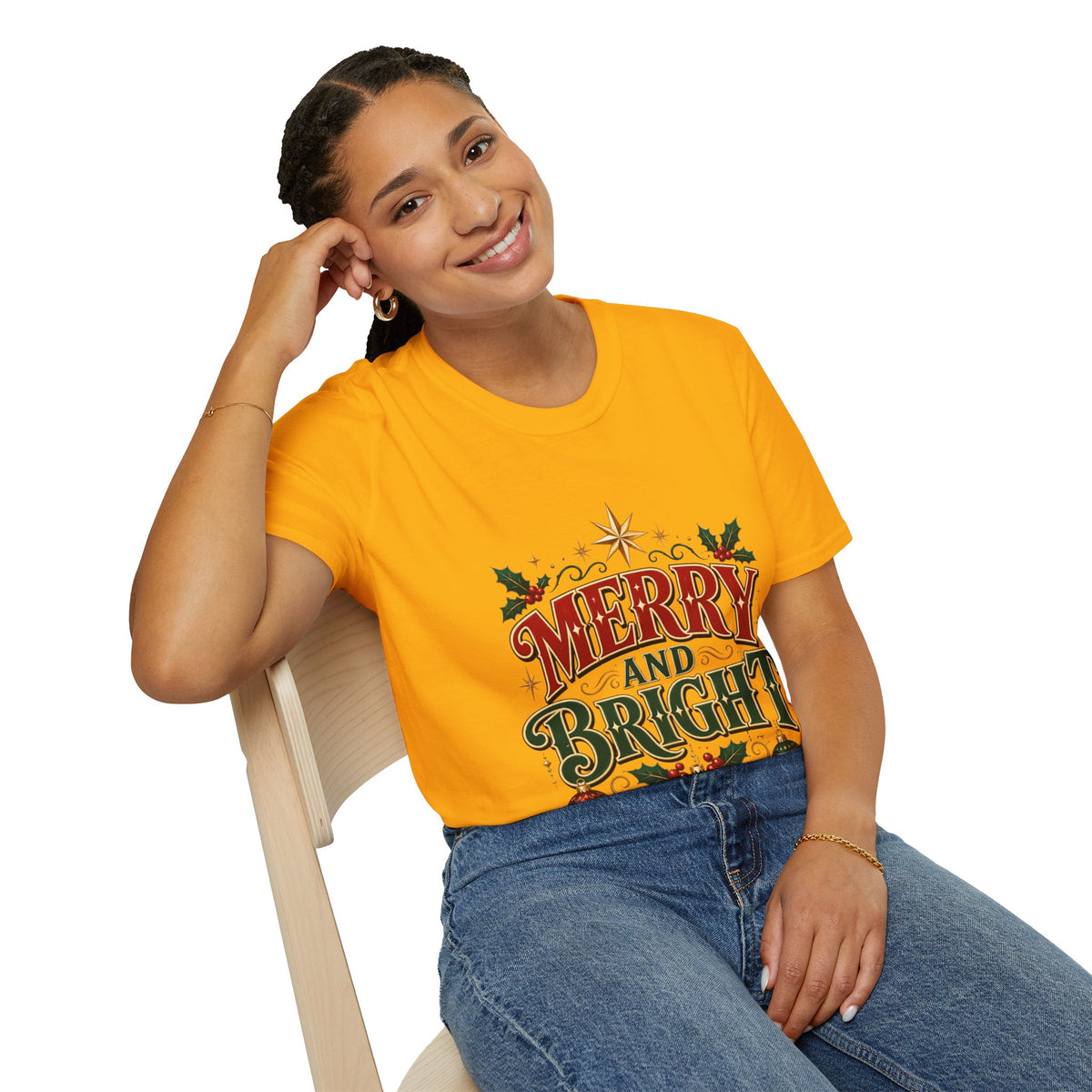 Merry and Bright T-Shirt — Festive Christmas Holiday Tee
