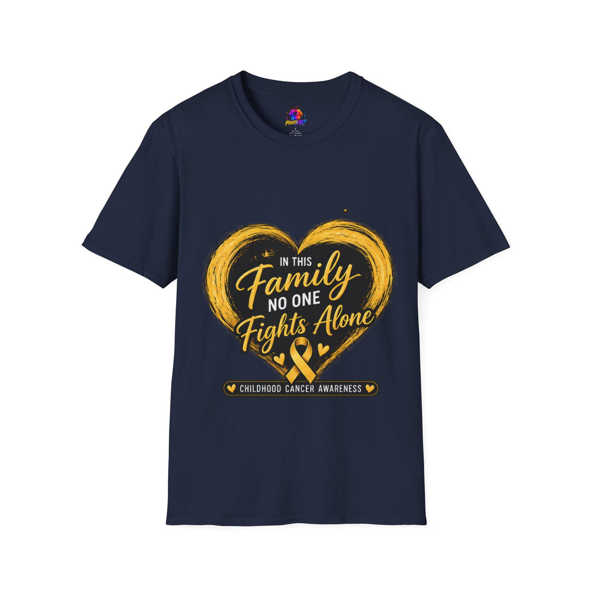 Childhood Cancer Awareness T-Shirt — "In This Family No One Fights Alone"