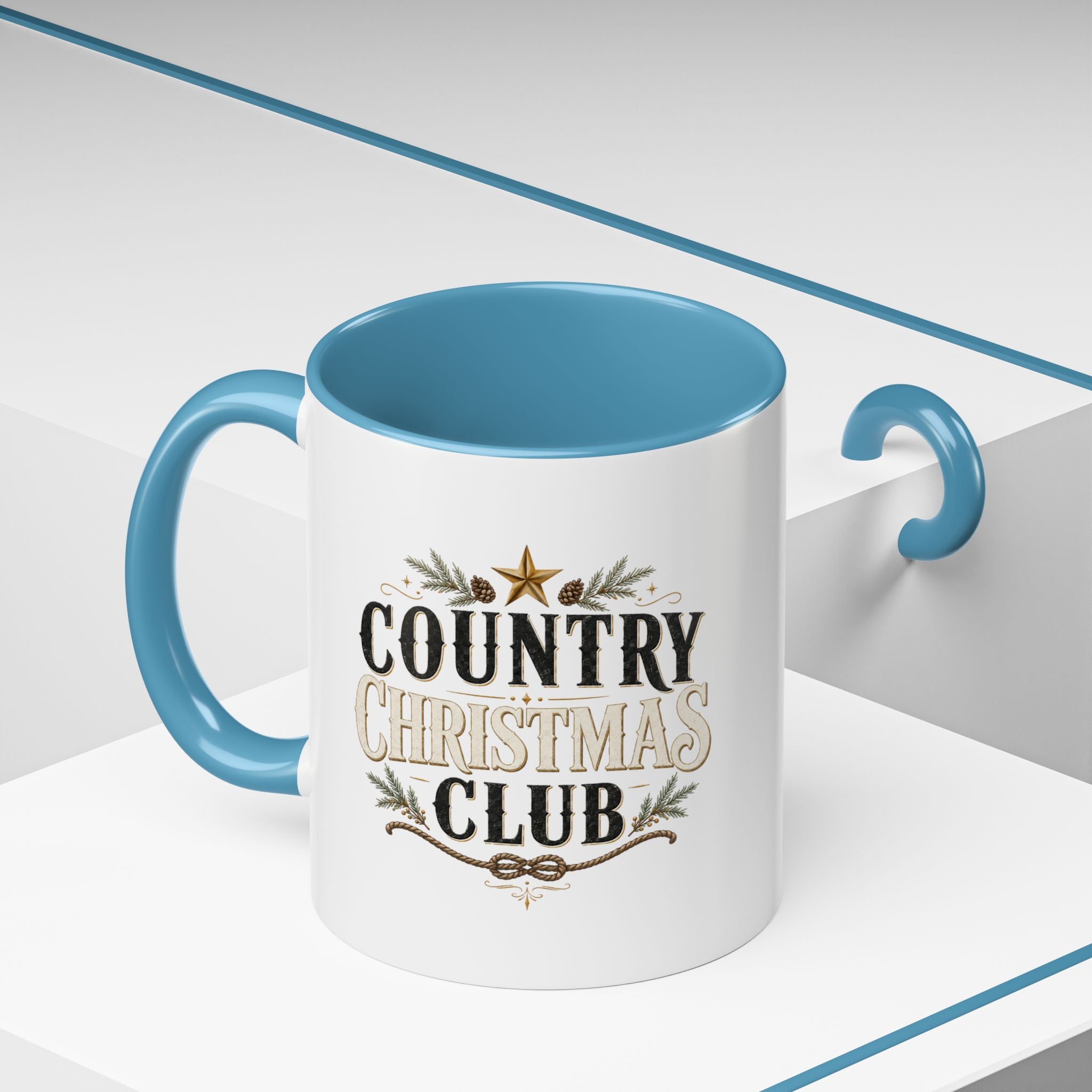 Christmas Country Christmas Club Accent Coffee Mug — Festive Rustic Holiday Coffee Cup