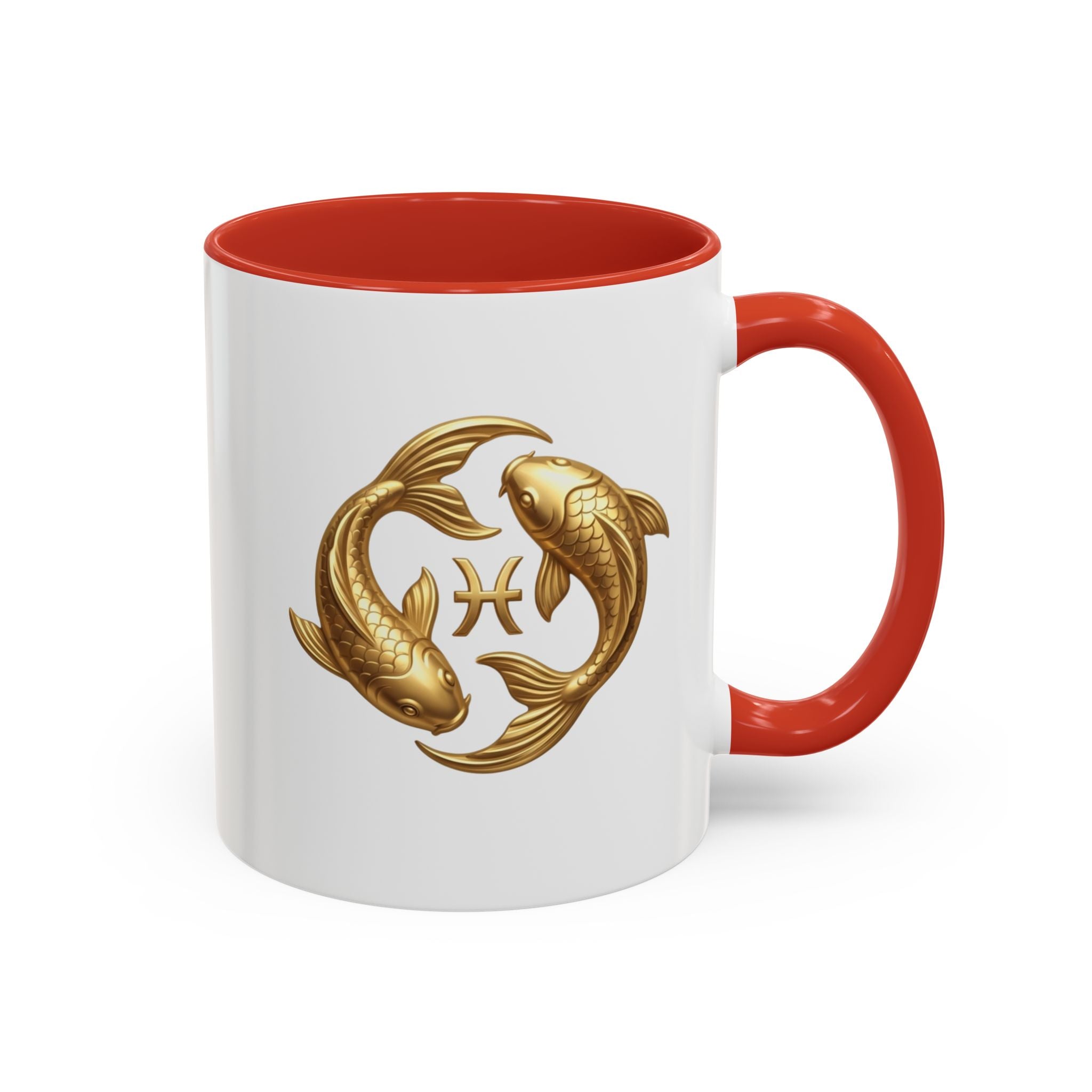 Pisces Zodiac Coffee Mug – Gold Koi Fish Horoscope Accent Mug