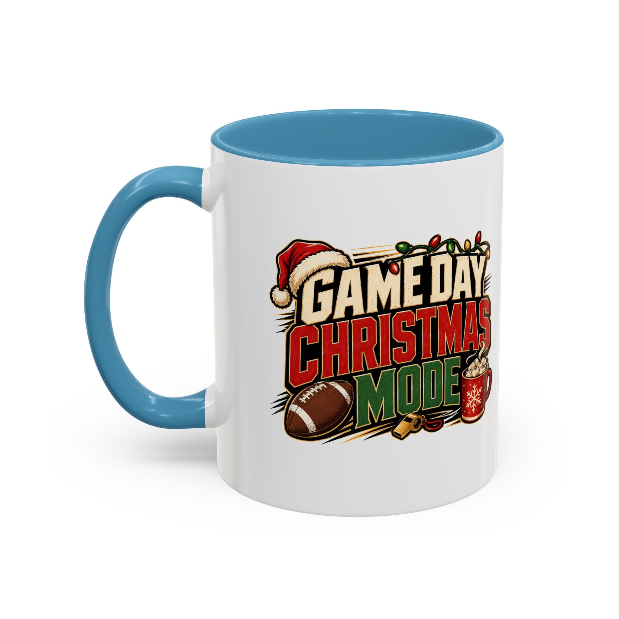 Modern Day Christmas Game Day Christmas Mode Coffee Mug - Holiday Football Mug (11/15oz)
