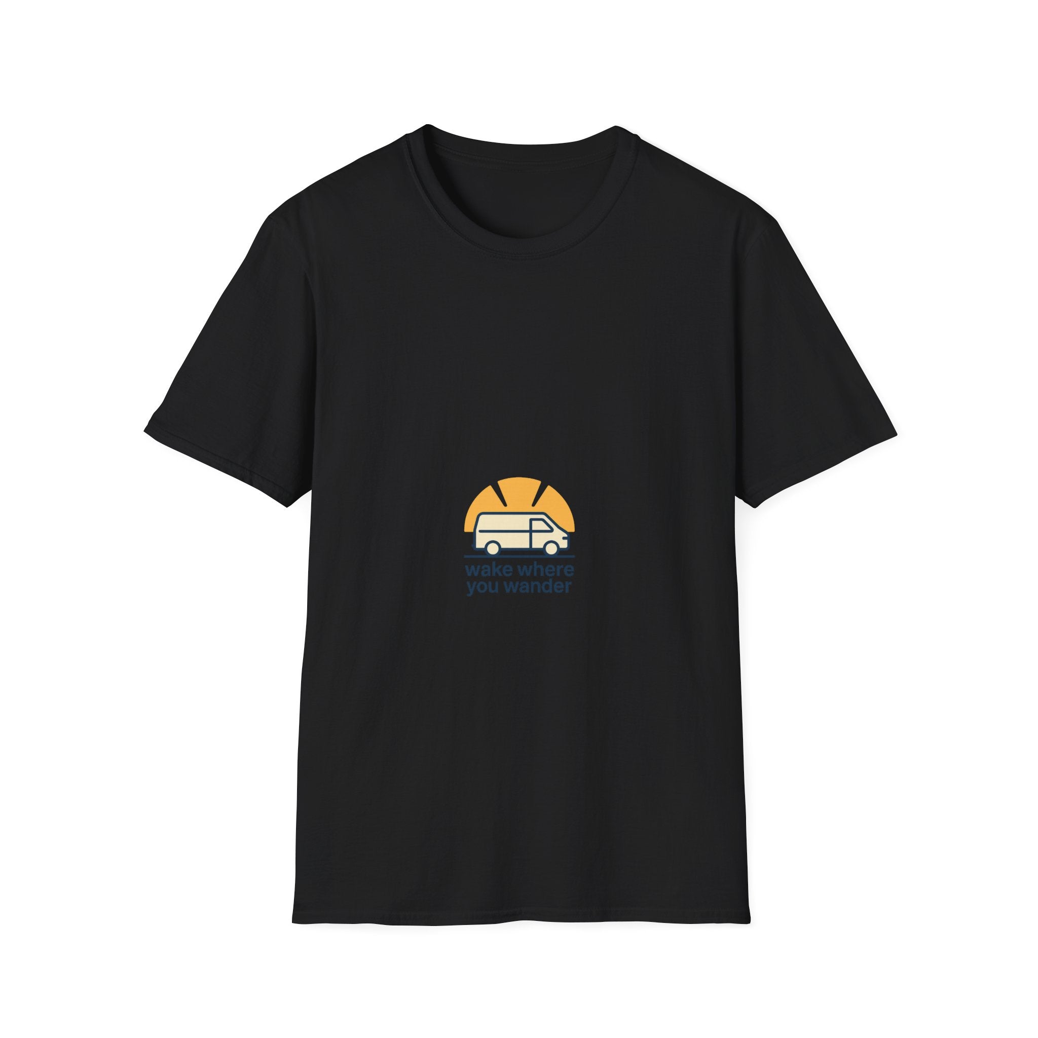 "Wake Where You Wander" Retro Camper Van Graphic Tee - Minimalist Outdoor Travel White T-Shirt - Trending Now - September 2026
