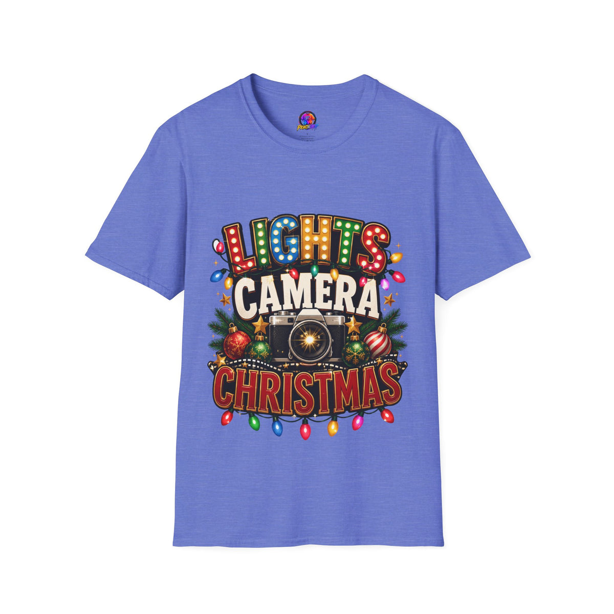 Lights Camera Christmas T-Shirt — Retro Marquee Holiday Tee
