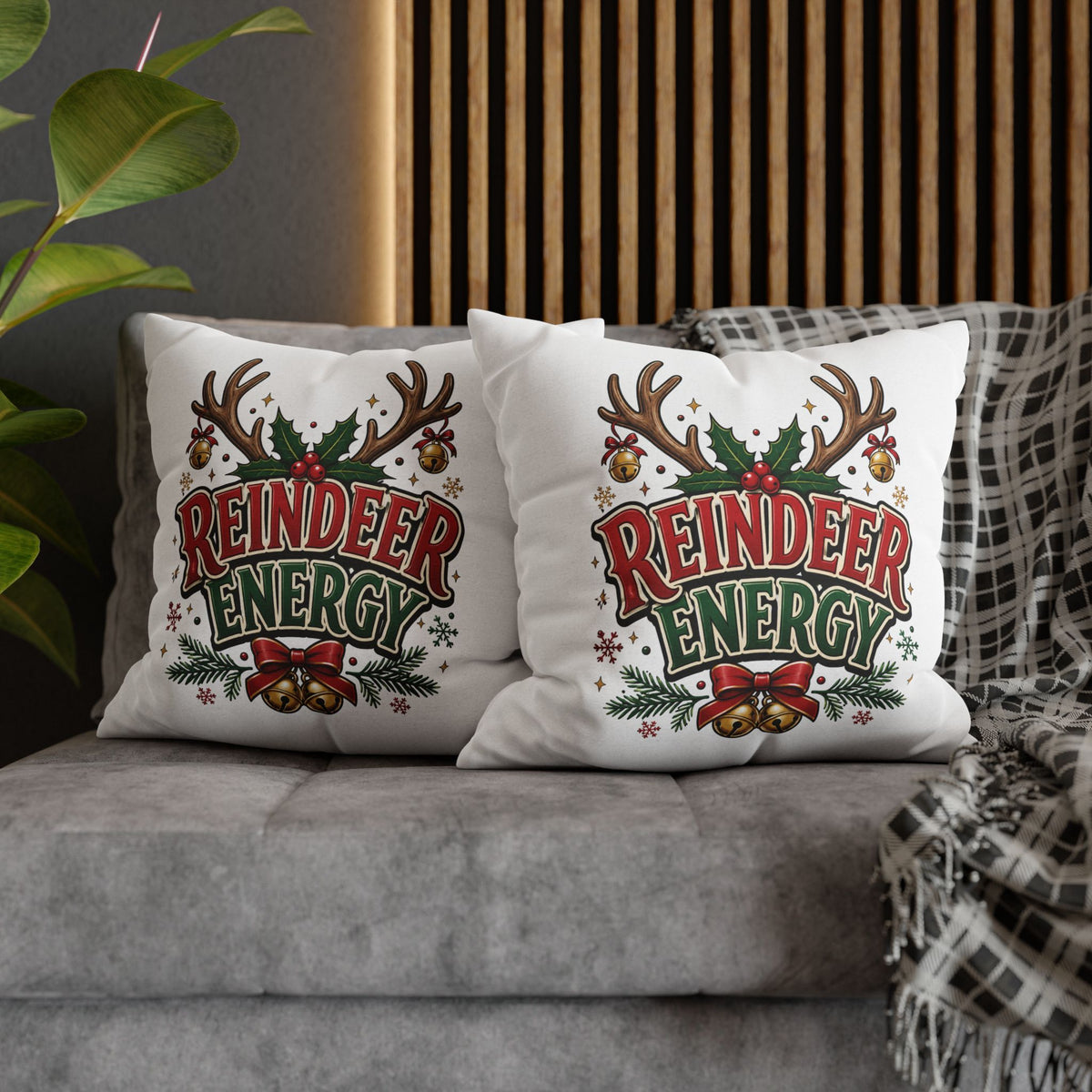 Christmas Reindeer Energy Holiday Pillowcase — Festive Christmas Decorative Throw Cover