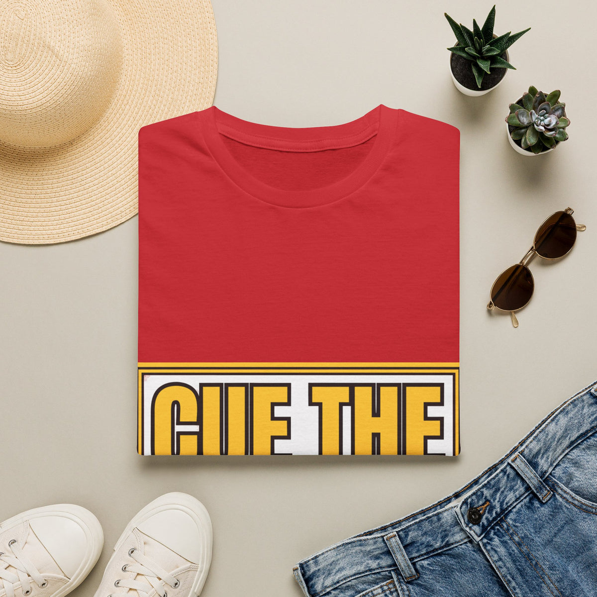 "Cue The Saxophone" Bold Yellow Typography Graphic Tee - Trending Now - September 2026
